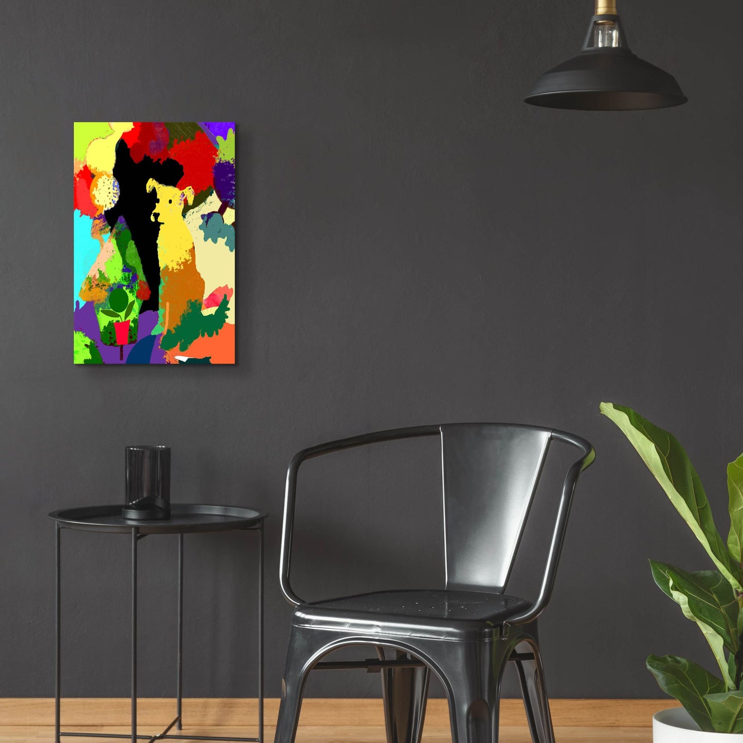 Epic Art 'Dog With Abstract Background' by Holly McGee, Acrylic Glass Wall Art,16x24