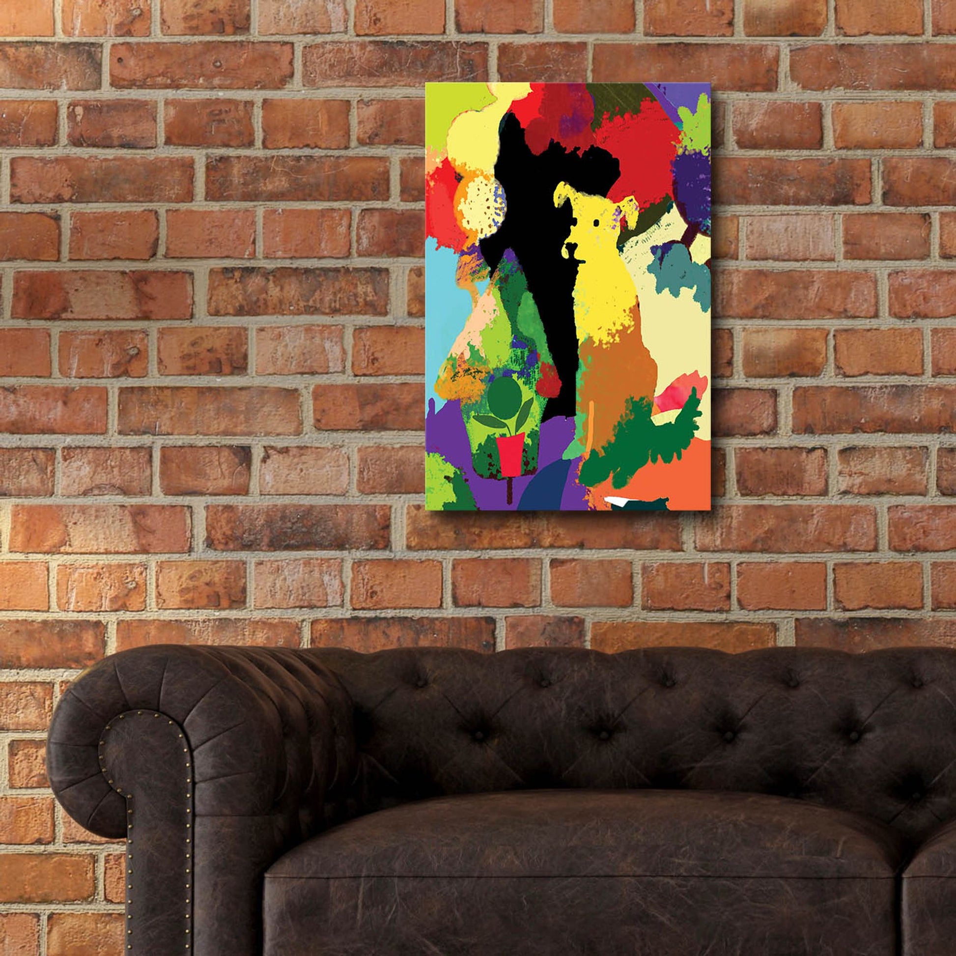Epic Art 'Dog With Abstract Background' by Holly McGee, Acrylic Glass Wall Art,16x24