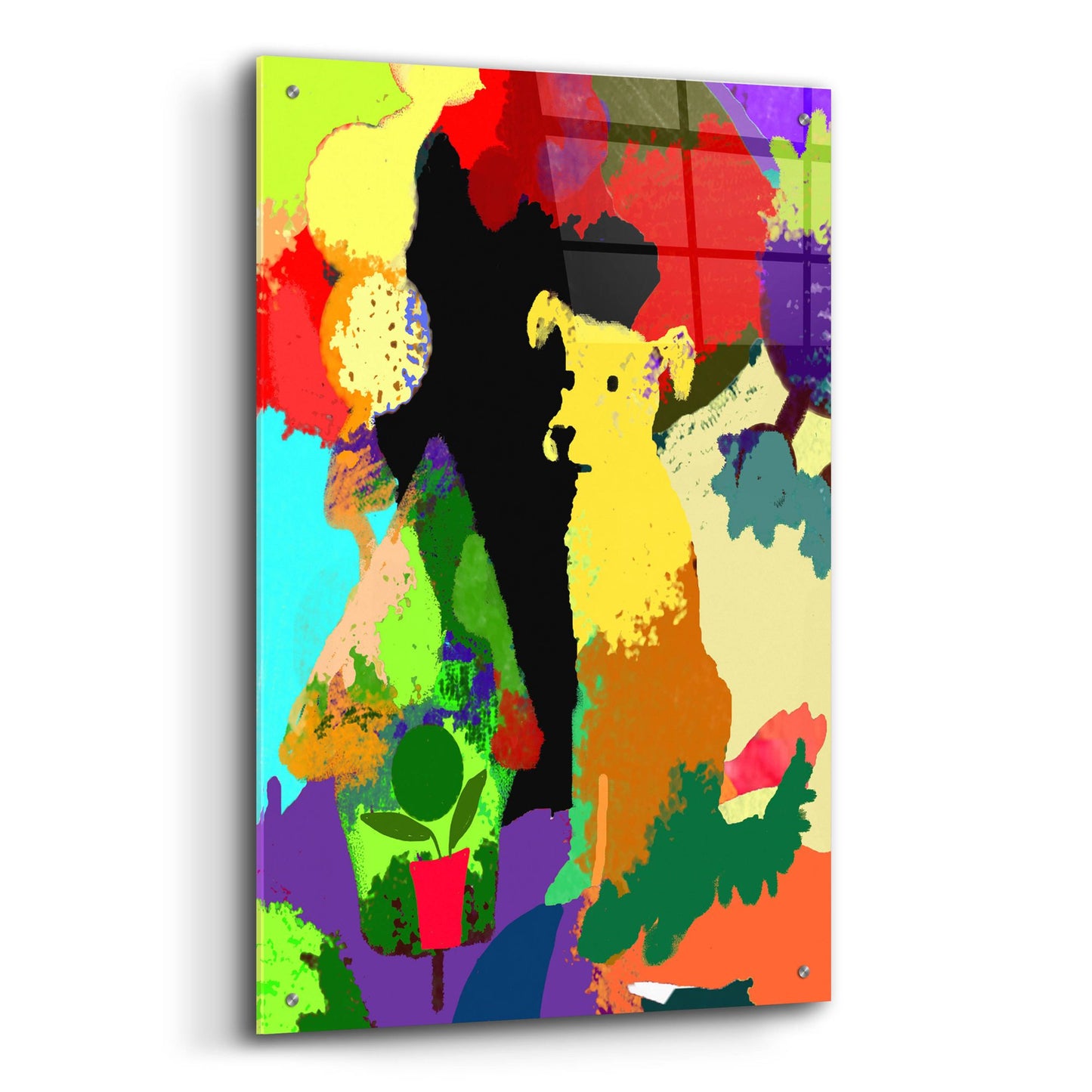 Epic Art 'Dog With Abstract Background' by Holly McGee, Acrylic Glass Wall Art,24x36