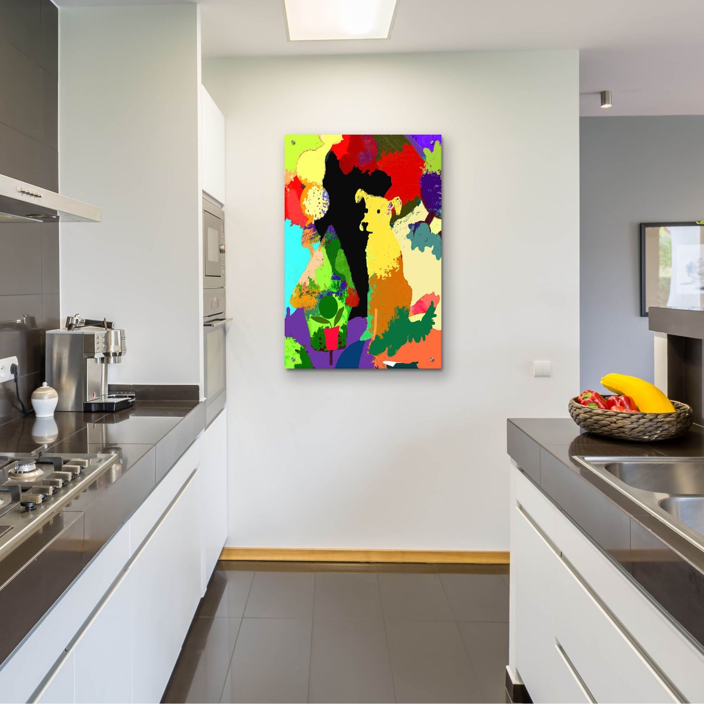 Epic Art 'Dog With Abstract Background' by Holly McGee, Acrylic Glass Wall Art,24x36