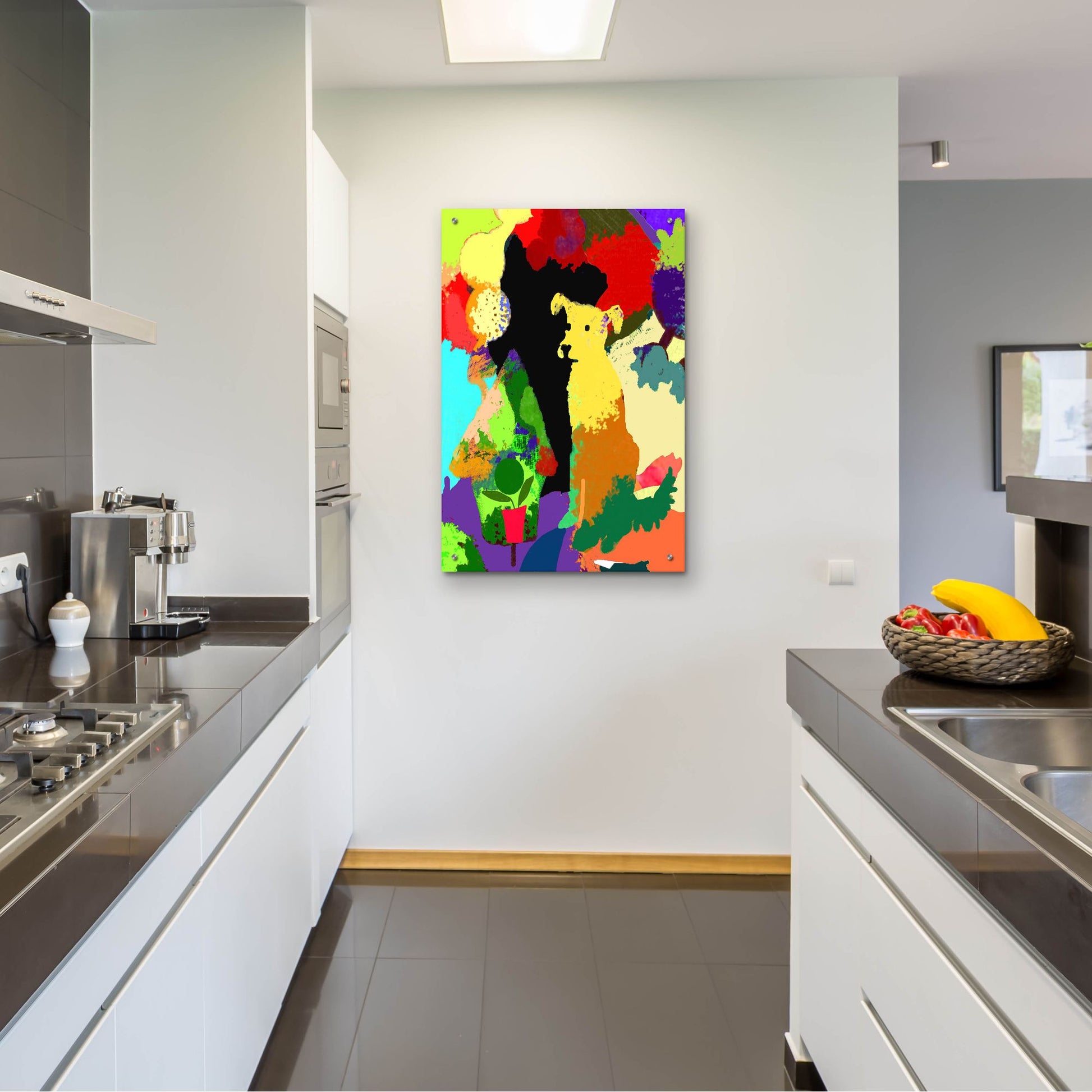 Epic Art 'Dog With Abstract Background' by Holly McGee, Acrylic Glass Wall Art,24x36