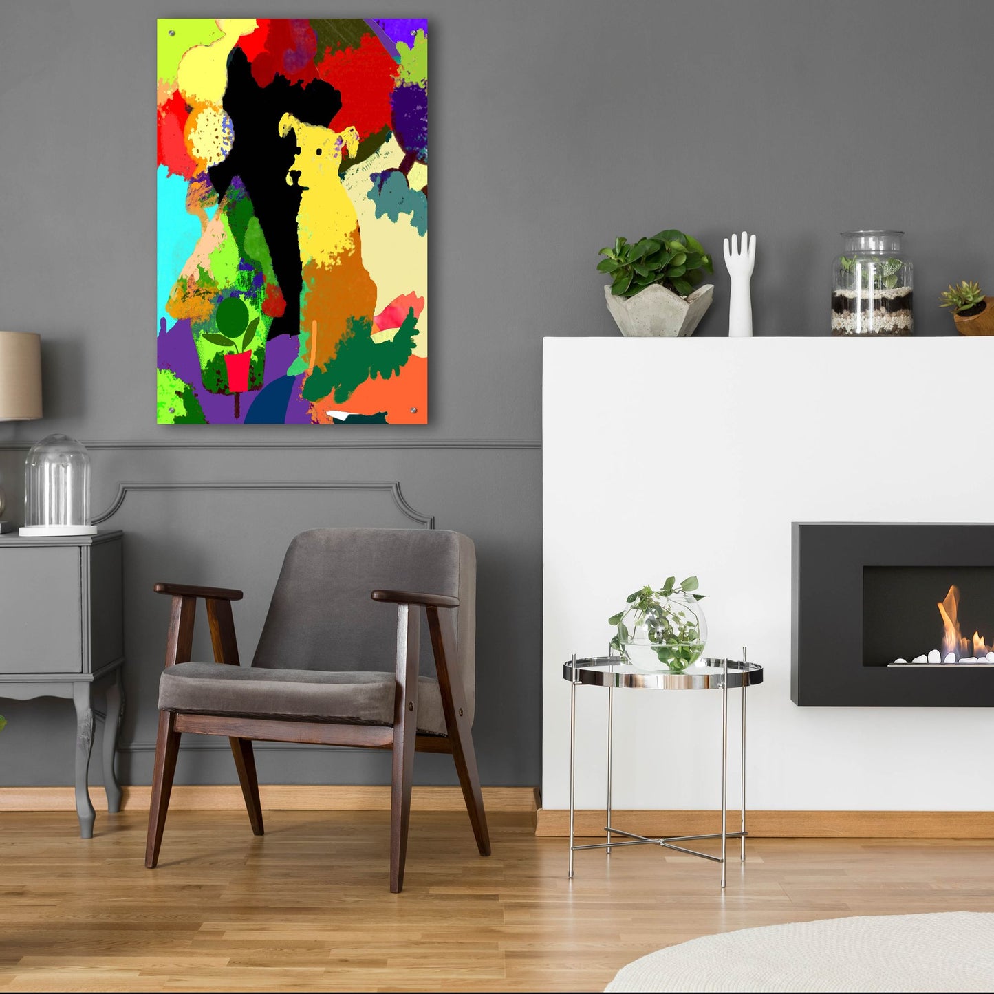 Epic Art 'Dog With Abstract Background' by Holly McGee, Acrylic Glass Wall Art,24x36