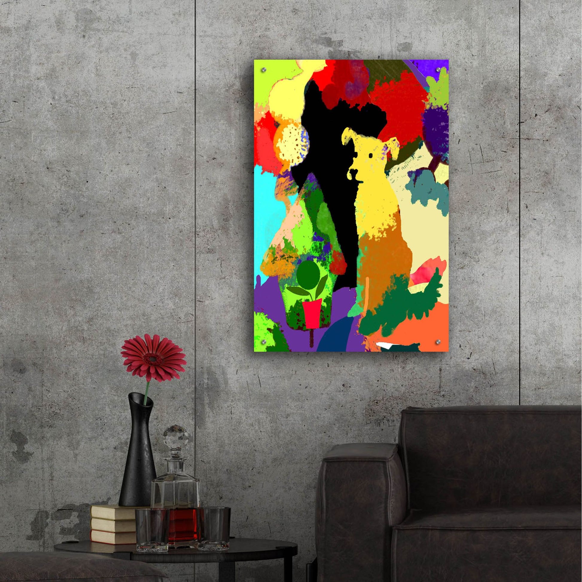 Epic Art 'Dog With Abstract Background' by Holly McGee, Acrylic Glass Wall Art,24x36