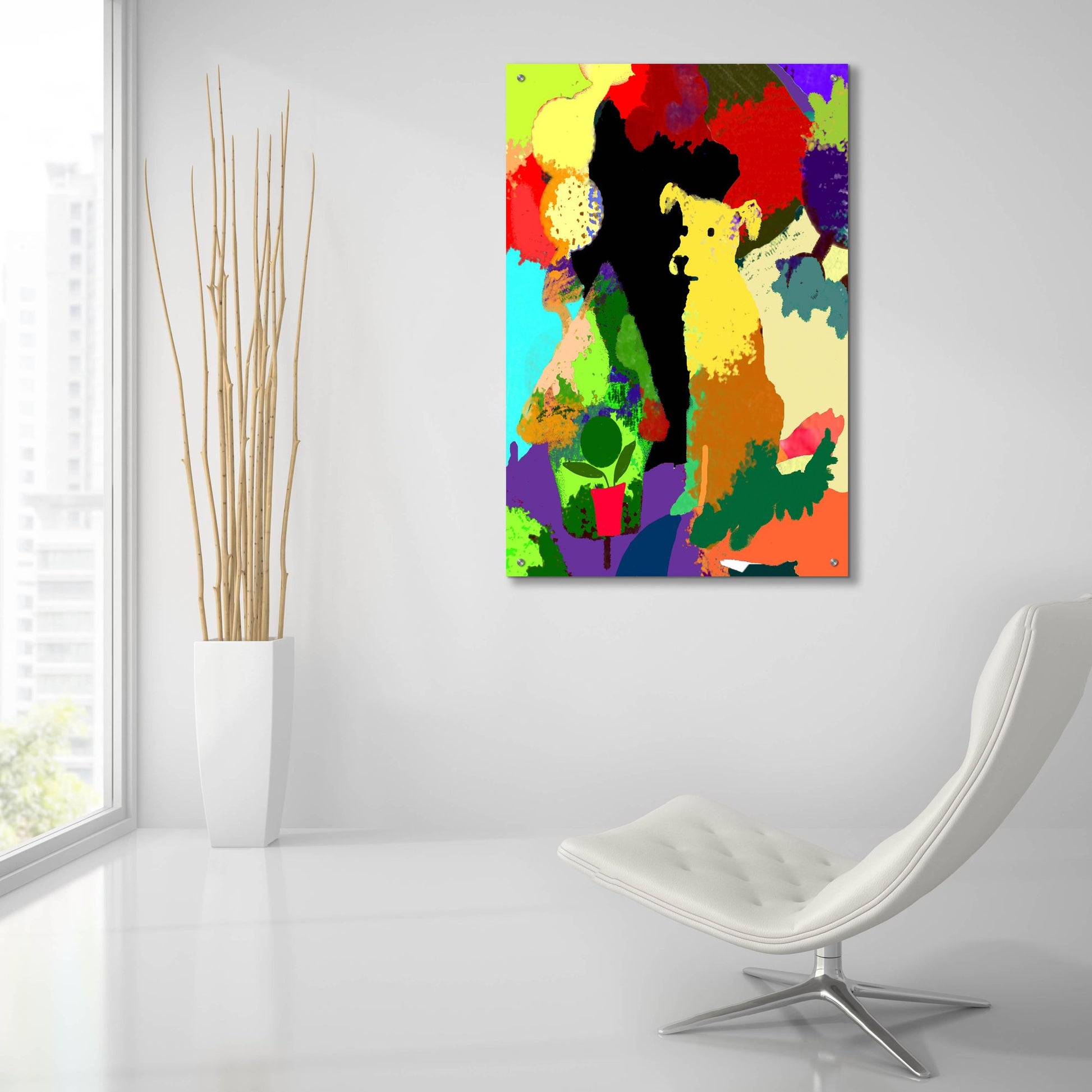 Epic Art 'Dog With Abstract Background' by Holly McGee, Acrylic Glass Wall Art,24x36