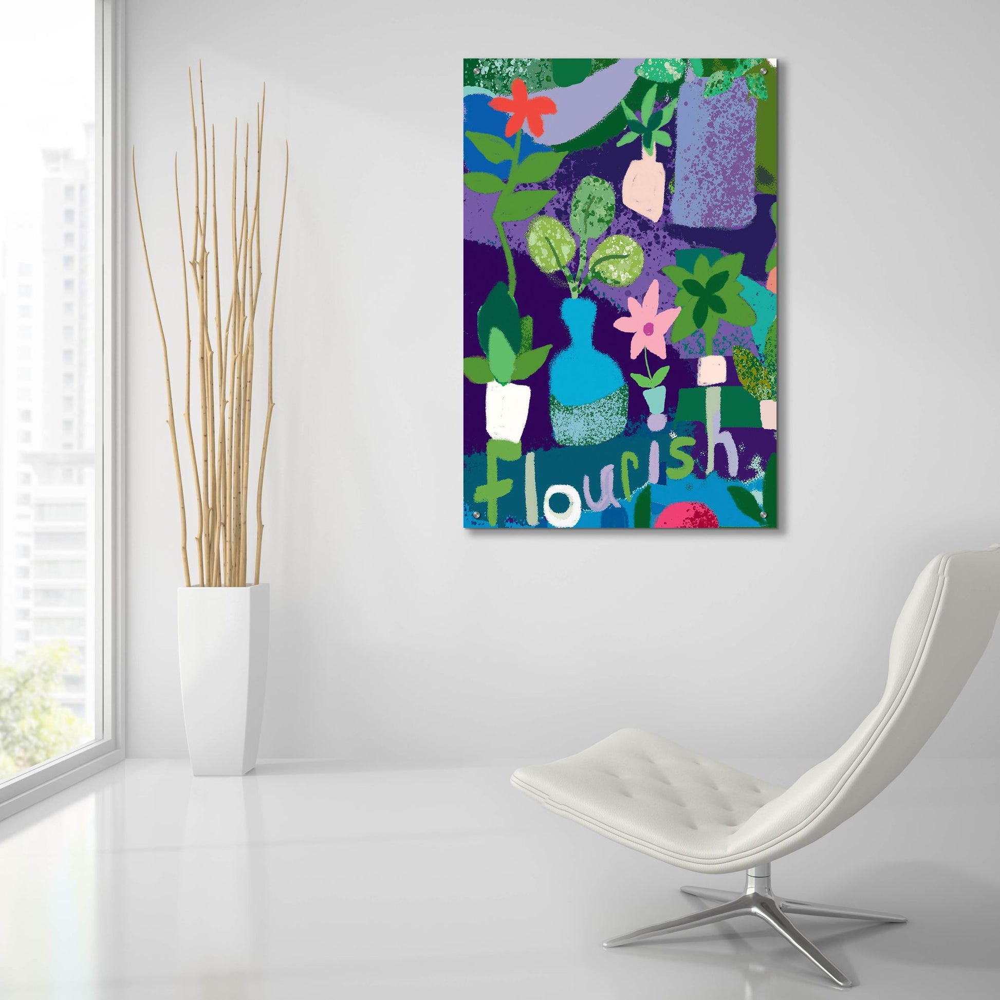 Epic Art 'Flourish' by Holly McGee, Acrylic Glass Wall Art,24x36