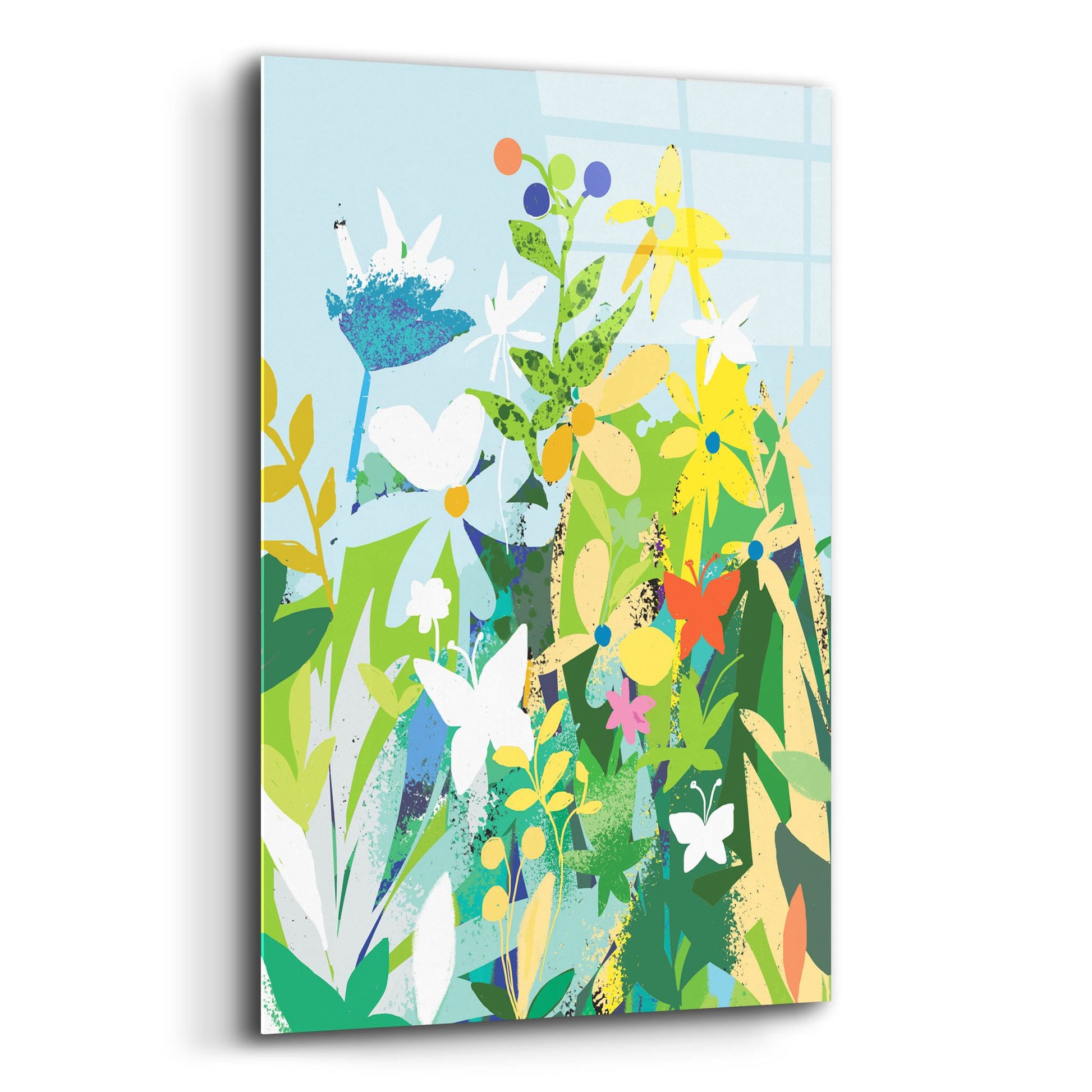 Epic Art 'Flowers And Butterflies' by Holly McGee, Acrylic Glass Wall Art,12x16