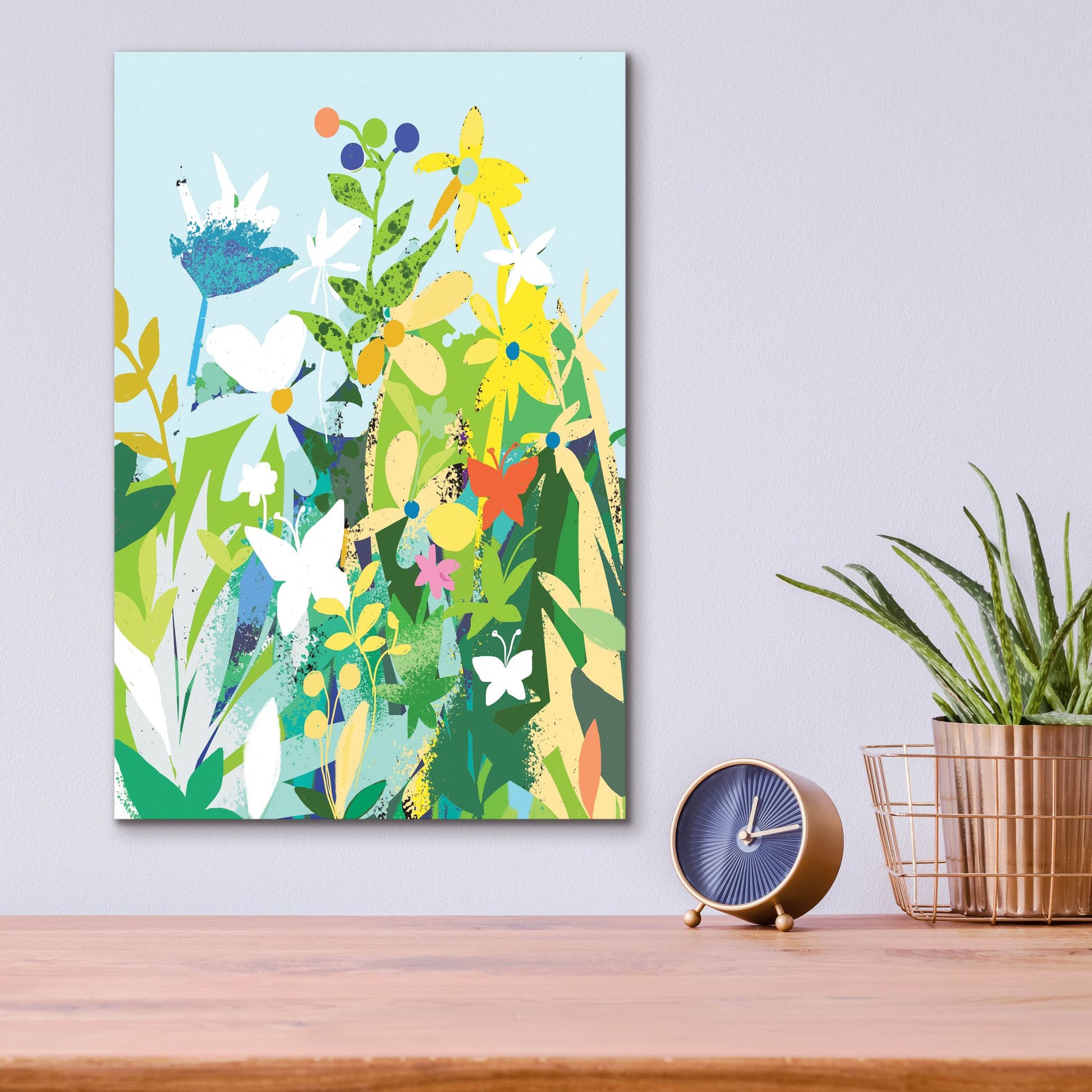 Epic Art 'Flowers And Butterflies' by Holly McGee, Acrylic Glass Wall Art,12x16