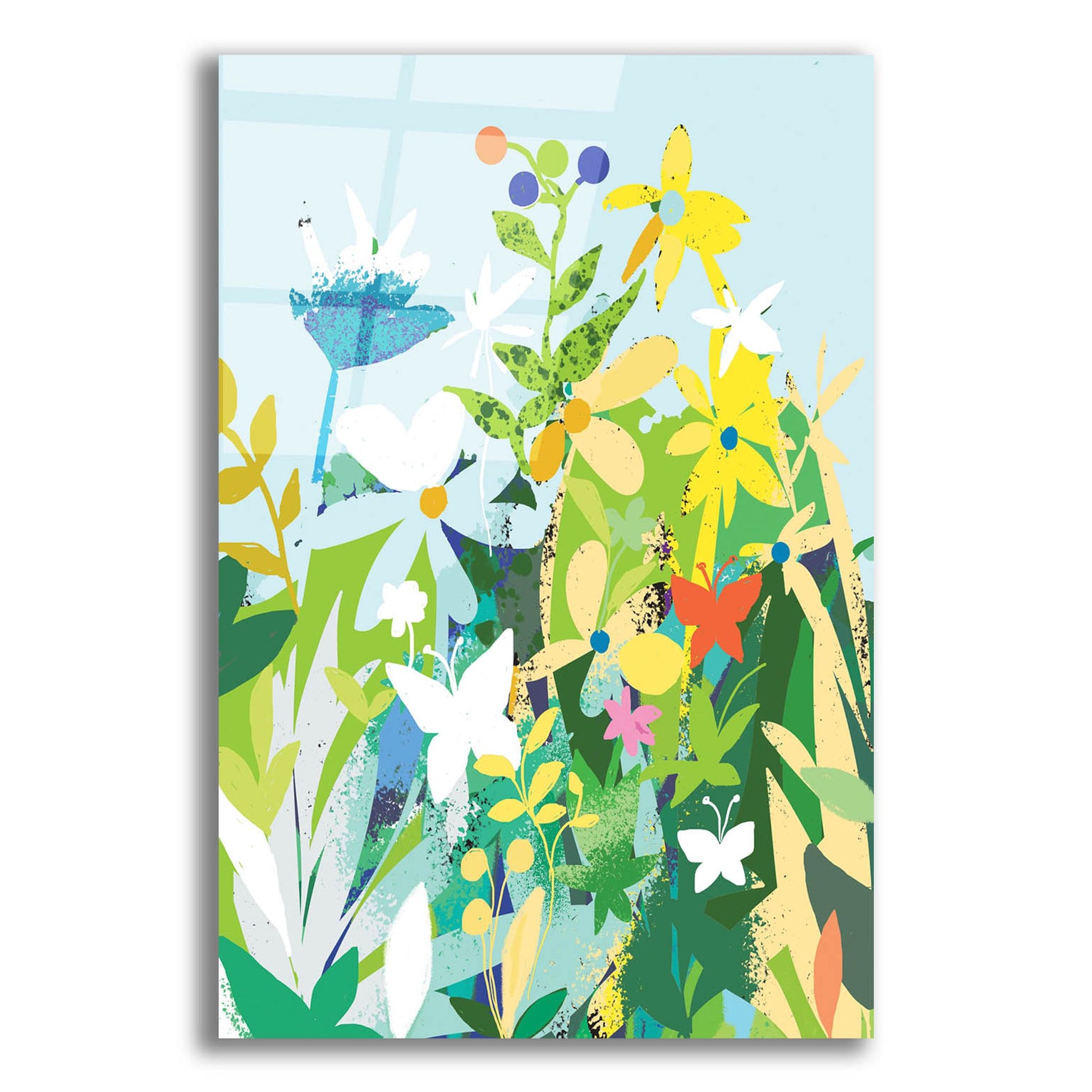 Epic Art 'Flowers And Butterflies' by Holly McGee, Acrylic Glass Wall Art,12x16