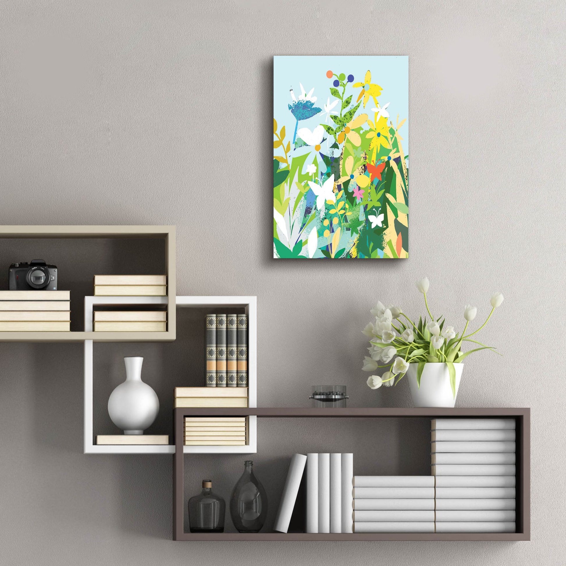 Epic Art 'Flowers And Butterflies' by Holly McGee, Acrylic Glass Wall Art,16x24