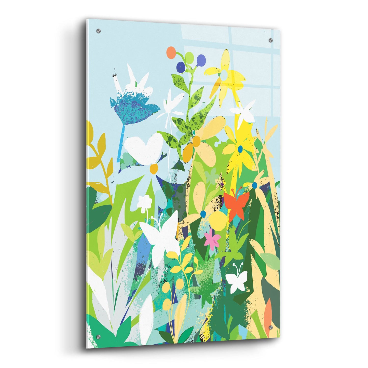 Epic Art 'Flowers And Butterflies' by Holly McGee, Acrylic Glass Wall Art,24x36