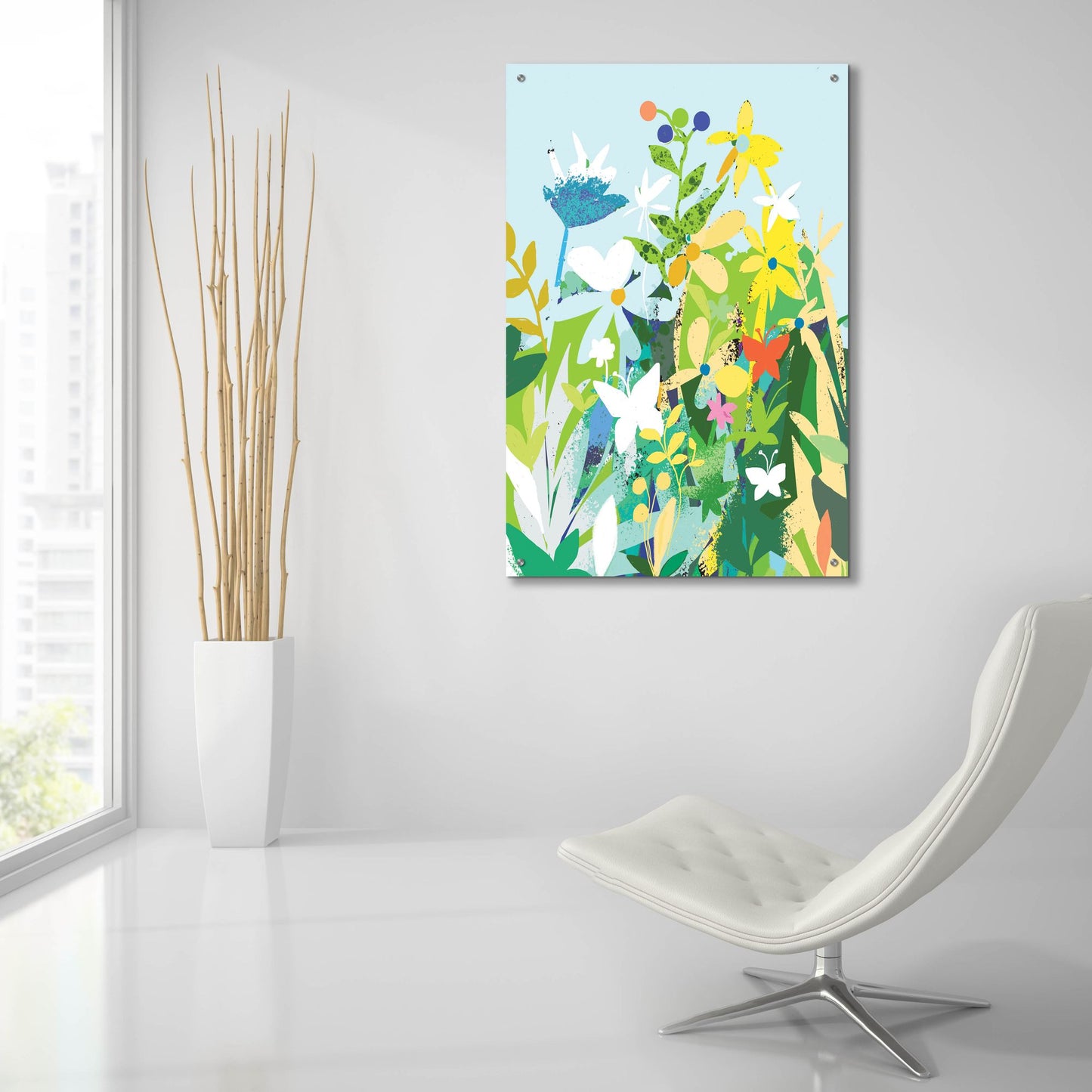 Epic Art 'Flowers And Butterflies' by Holly McGee, Acrylic Glass Wall Art,24x36