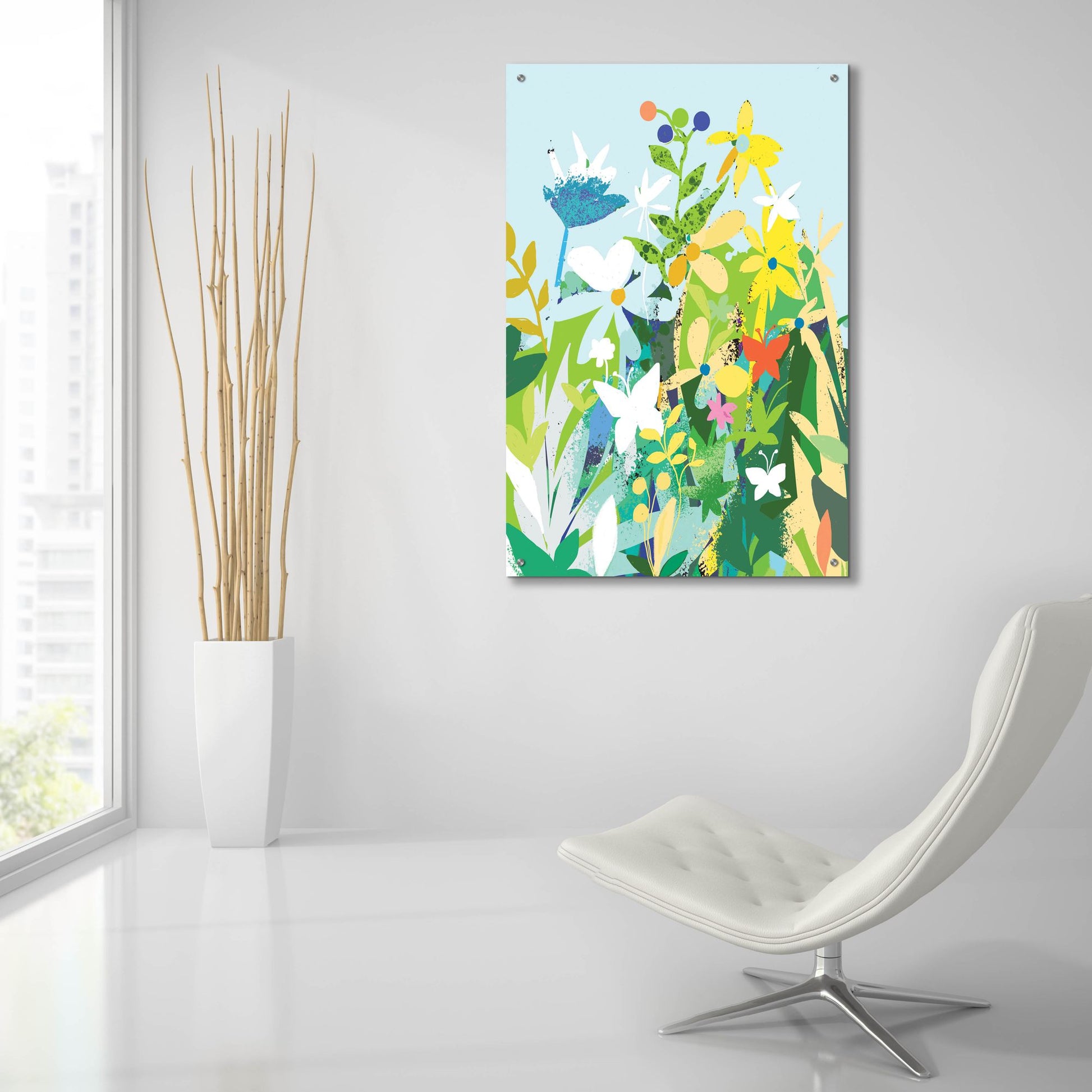 Epic Art 'Flowers And Butterflies' by Holly McGee, Acrylic Glass Wall Art,24x36