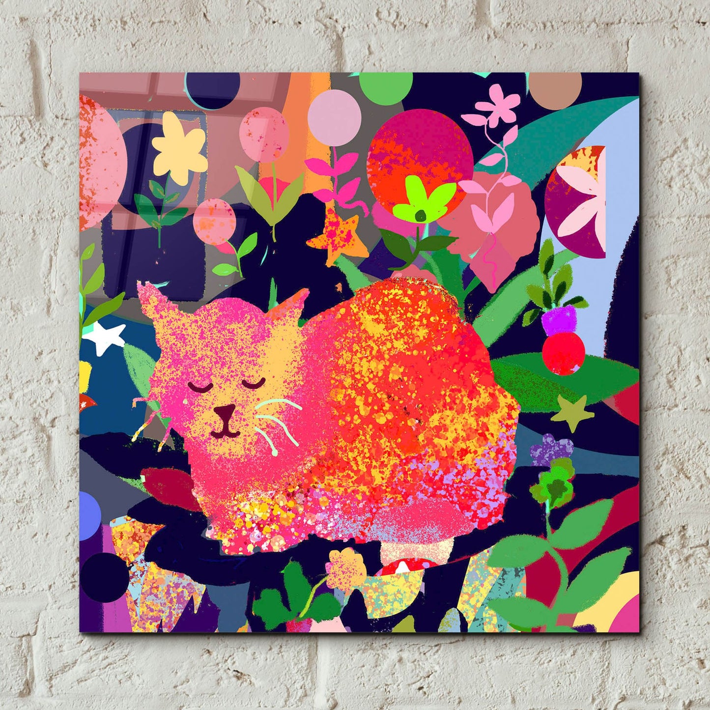 Epic Art 'Sweet Kitty Dreams' by Holly McGee, Acrylic Glass Wall Art,12x12