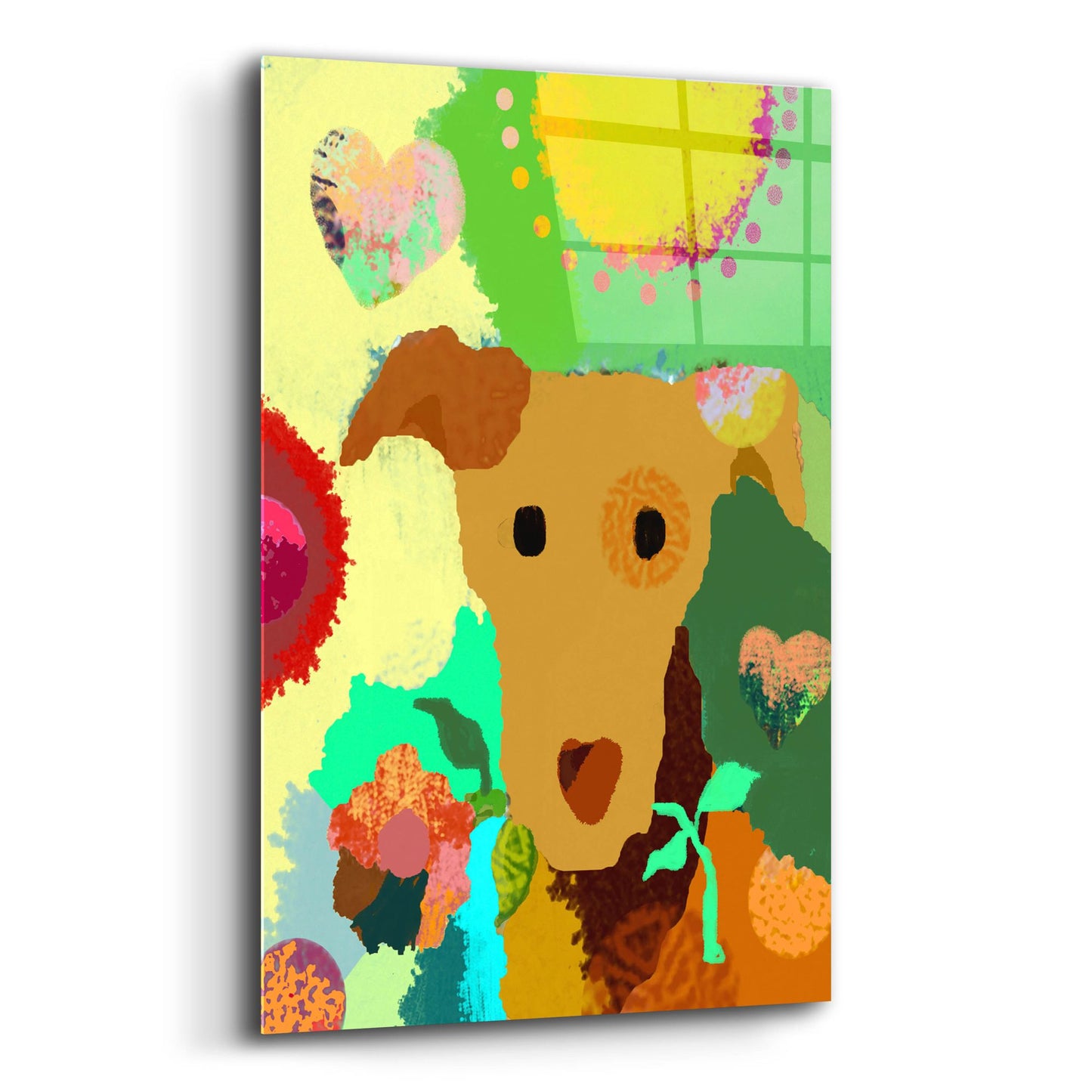 Epic Art 'Terrier With Flower' by Holly McGee, Acrylic Glass Wall Art,12x16