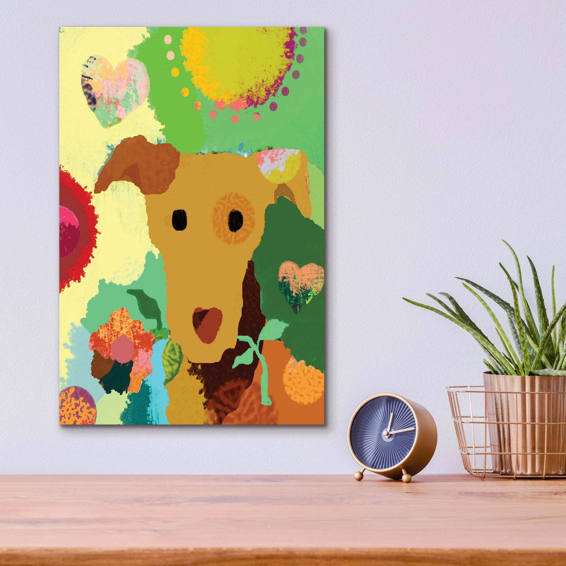 Epic Art 'Terrier With Flower' by Holly McGee, Acrylic Glass Wall Art,12x16