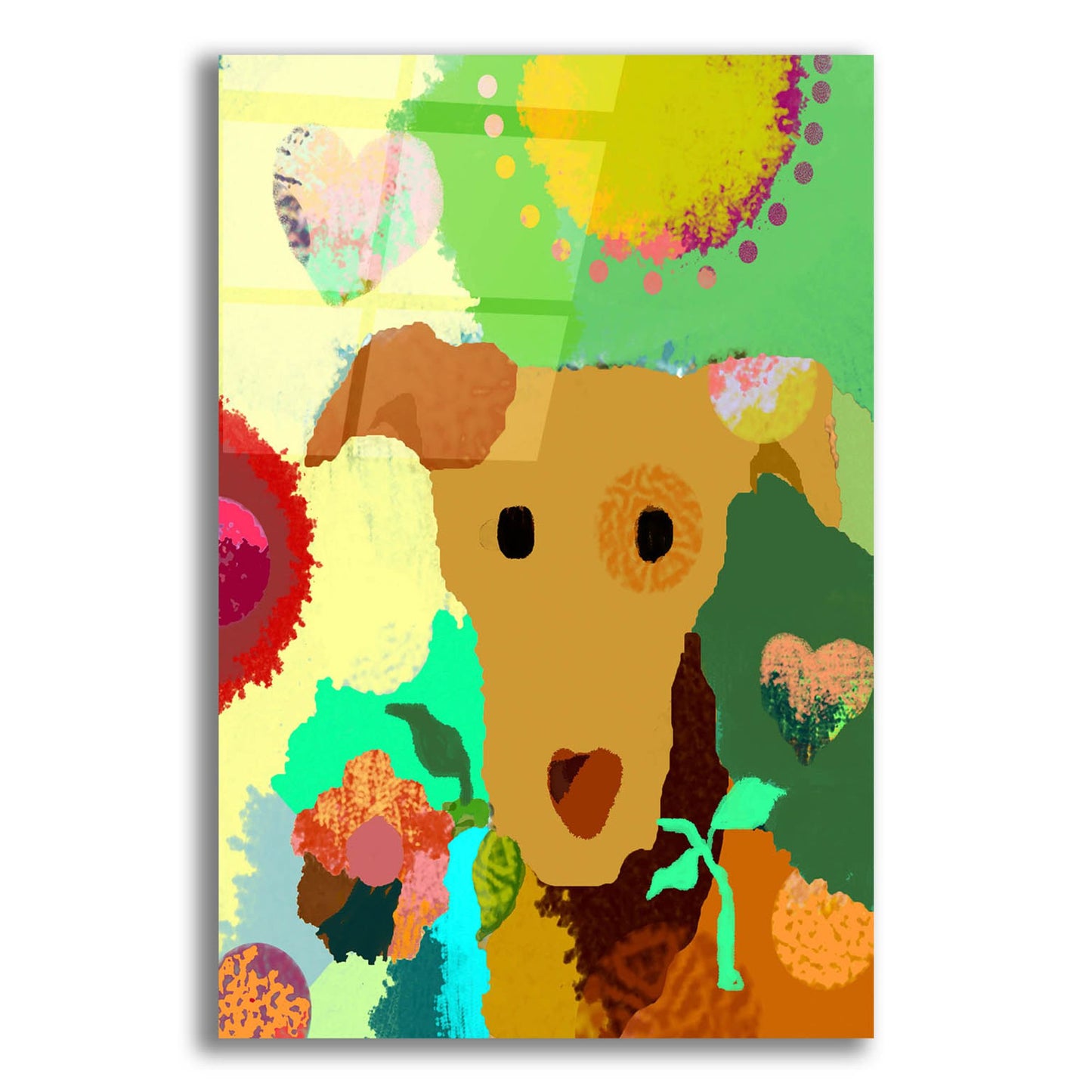 Epic Art 'Terrier With Flower' by Holly McGee, Acrylic Glass Wall Art,12x16