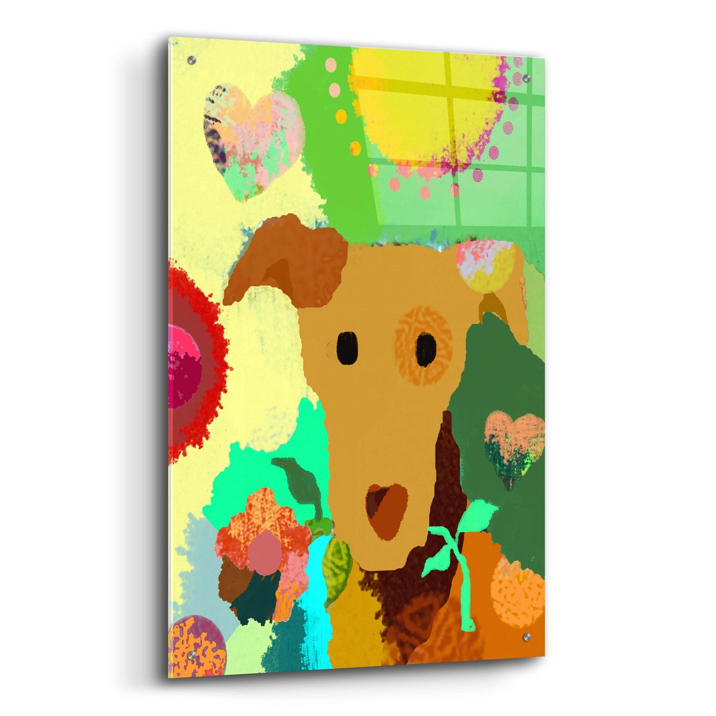 Epic Art 'Terrier With Flower' by Holly McGee, Acrylic Glass Wall Art,24x36