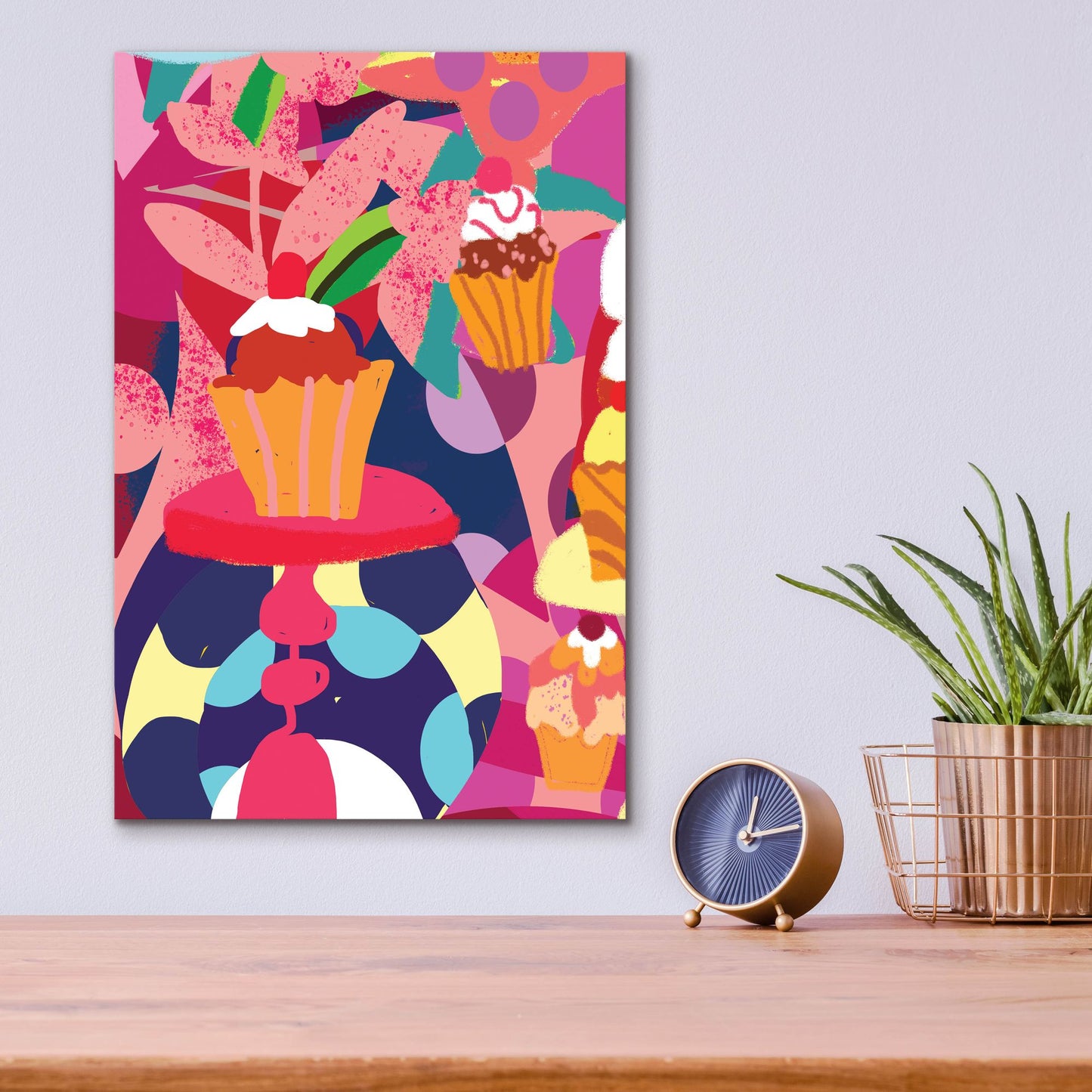 Epic Art 'Cupcakes With Abstract Background' by Holly McGee, Acrylic Glass Wall Art,12x16