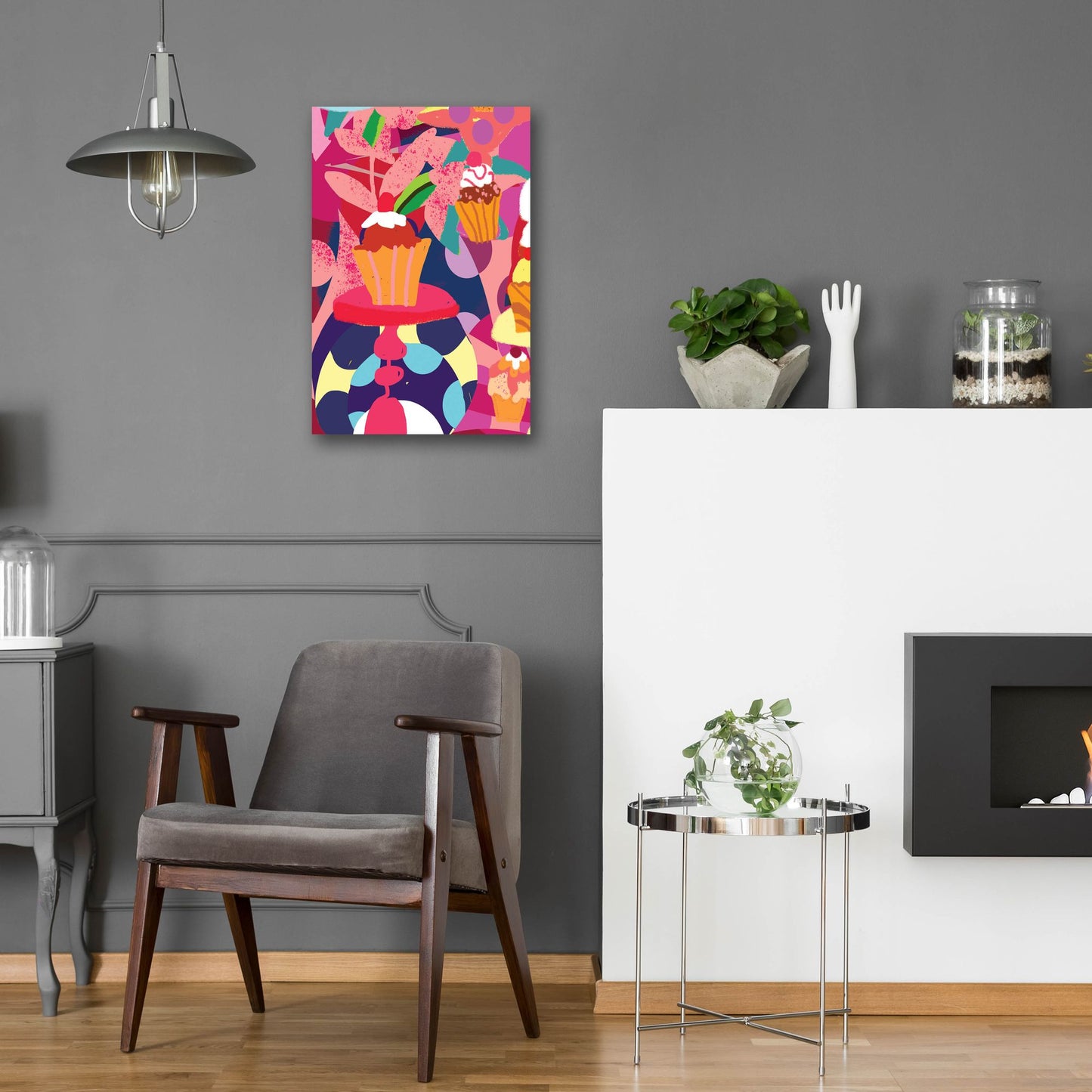 Epic Art 'Cupcakes With Abstract Background' by Holly McGee, Acrylic Glass Wall Art,16x24