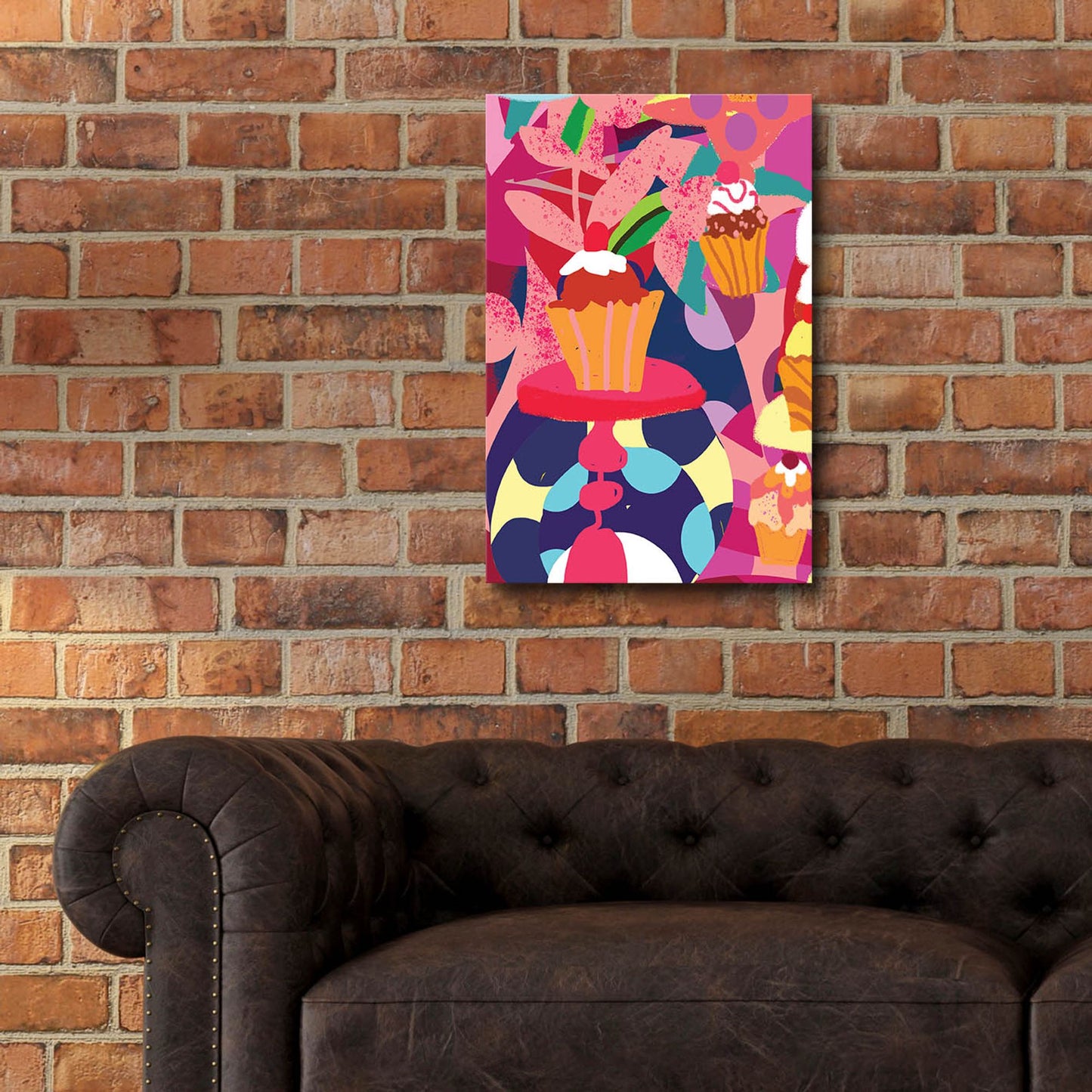 Epic Art 'Cupcakes With Abstract Background' by Holly McGee, Acrylic Glass Wall Art,16x24