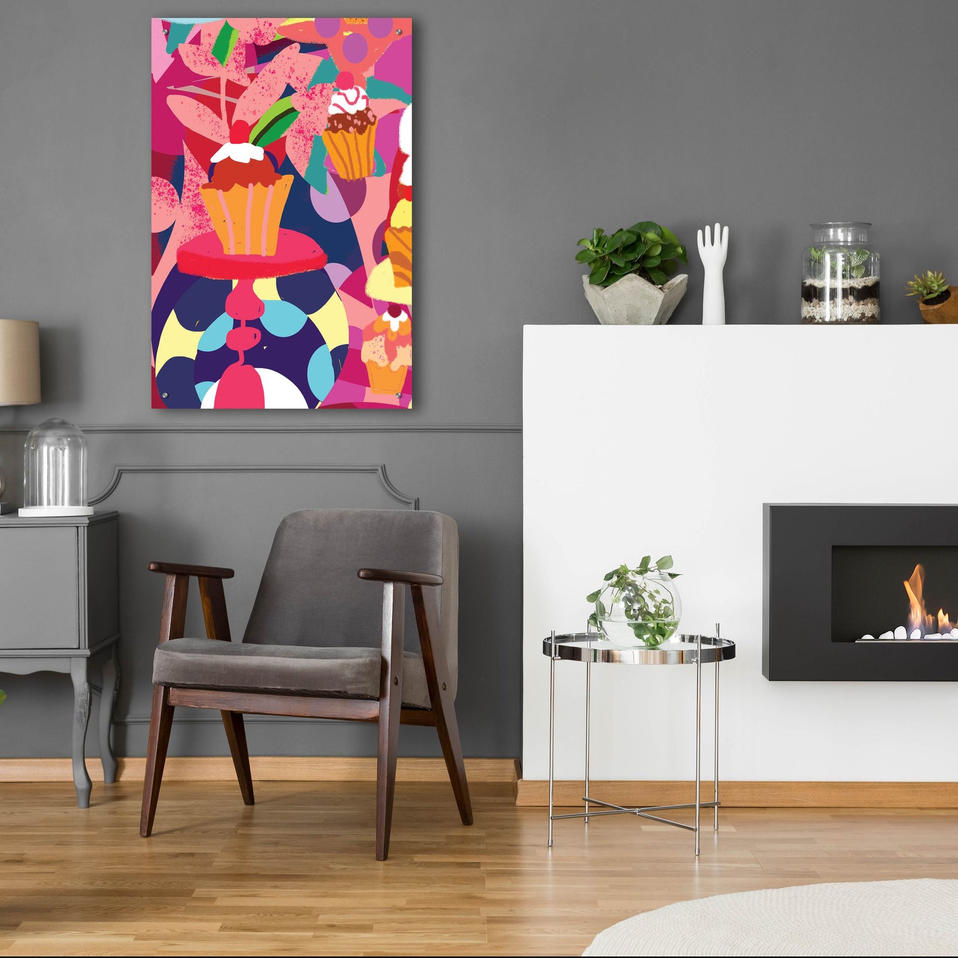 Epic Art 'Cupcakes With Abstract Background' by Holly McGee, Acrylic Glass Wall Art,24x36