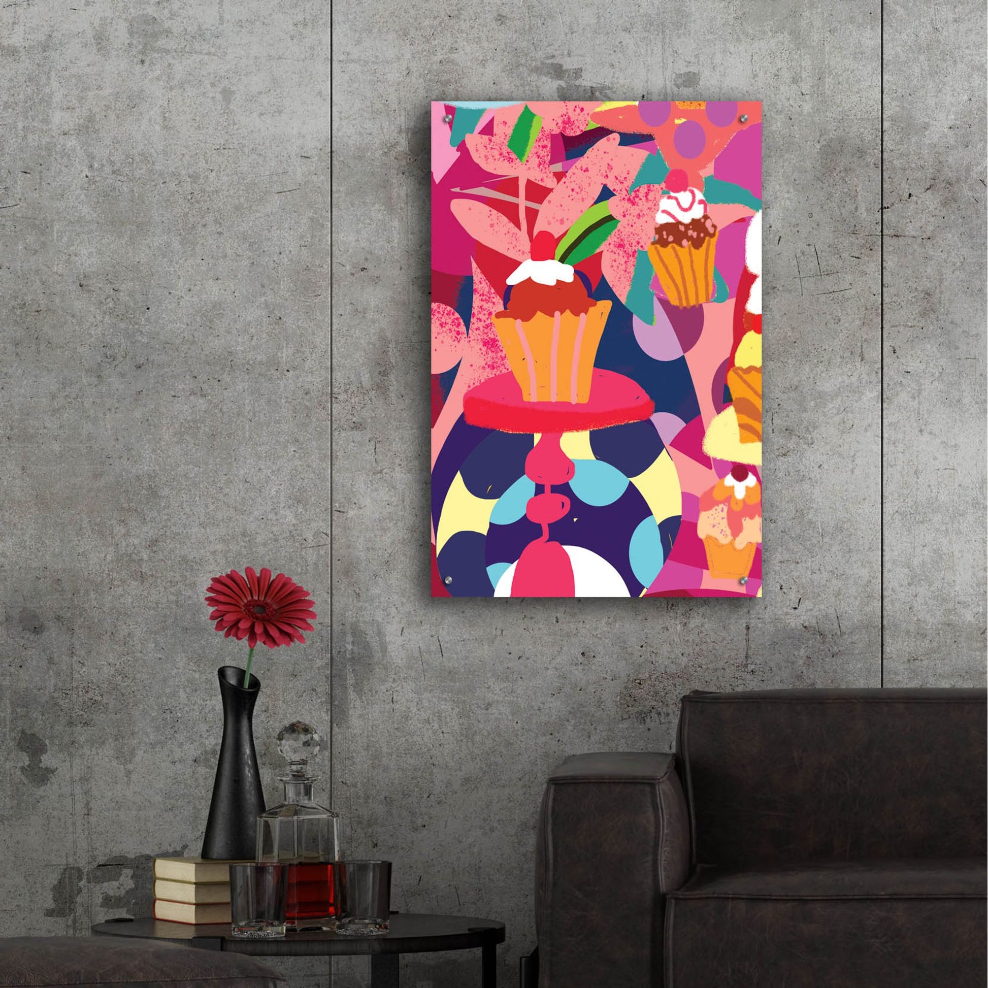 Epic Art 'Cupcakes With Abstract Background' by Holly McGee, Acrylic Glass Wall Art,24x36