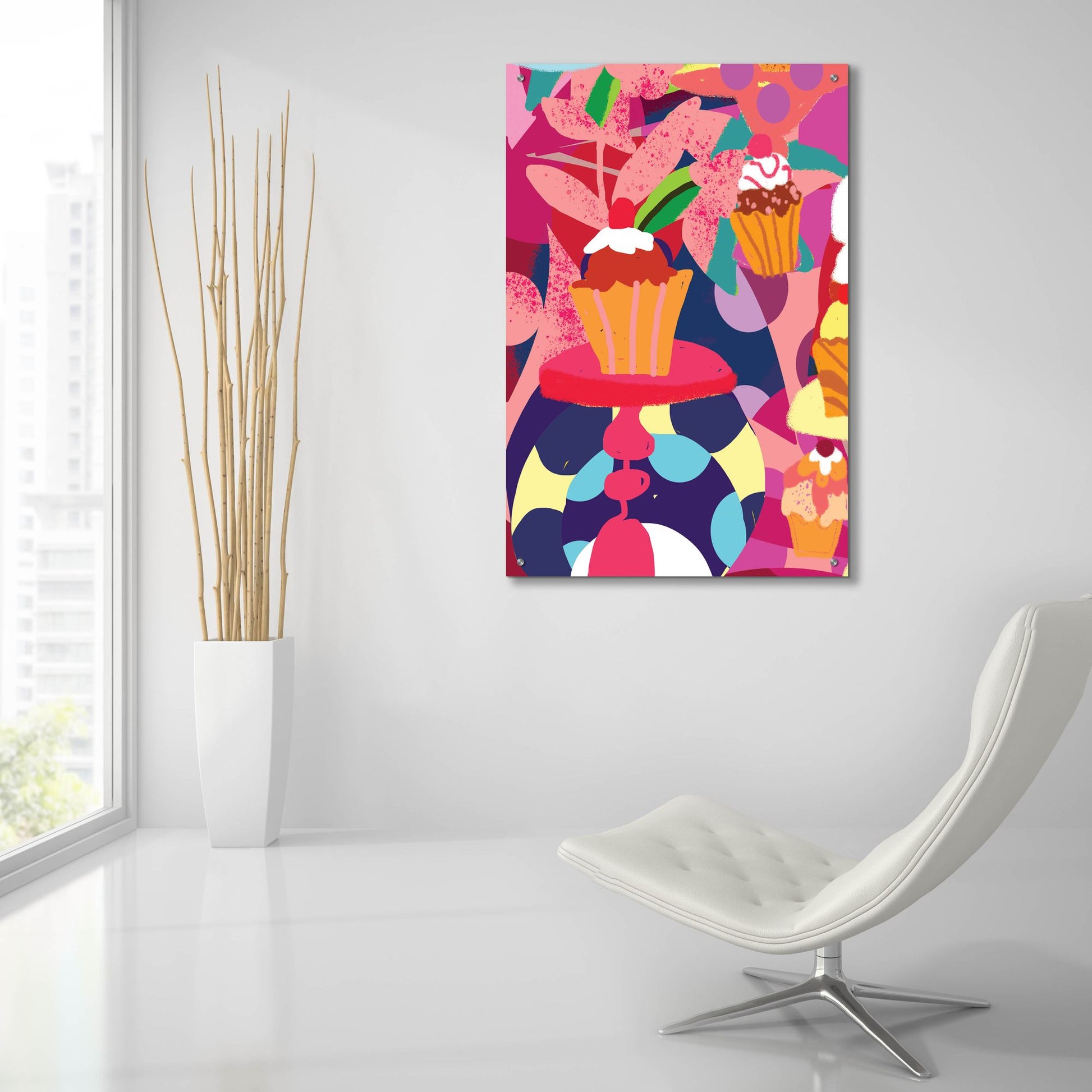 Epic Art 'Cupcakes With Abstract Background' by Holly McGee, Acrylic Glass Wall Art,24x36