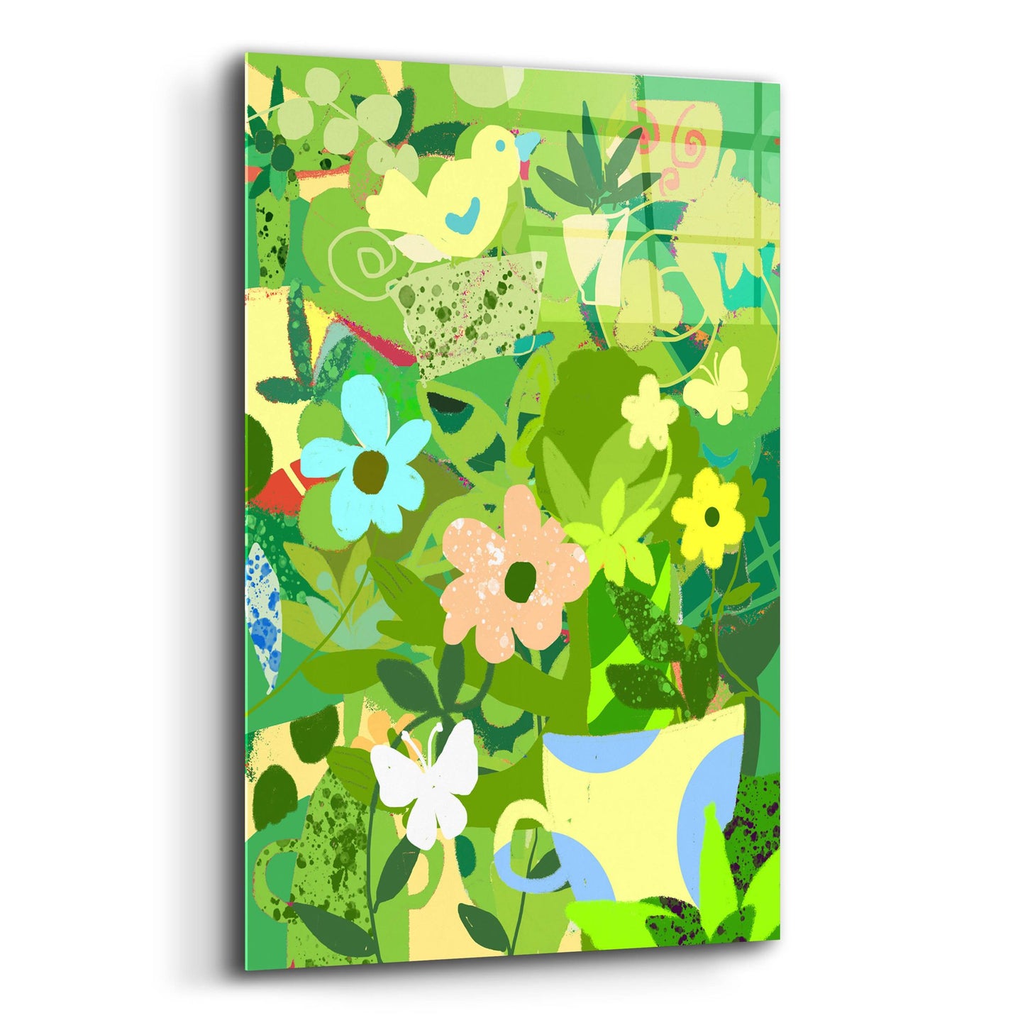 Epic Art 'Garden Delight With Teacup' by Holly McGee, Acrylic Glass Wall Art,12x16