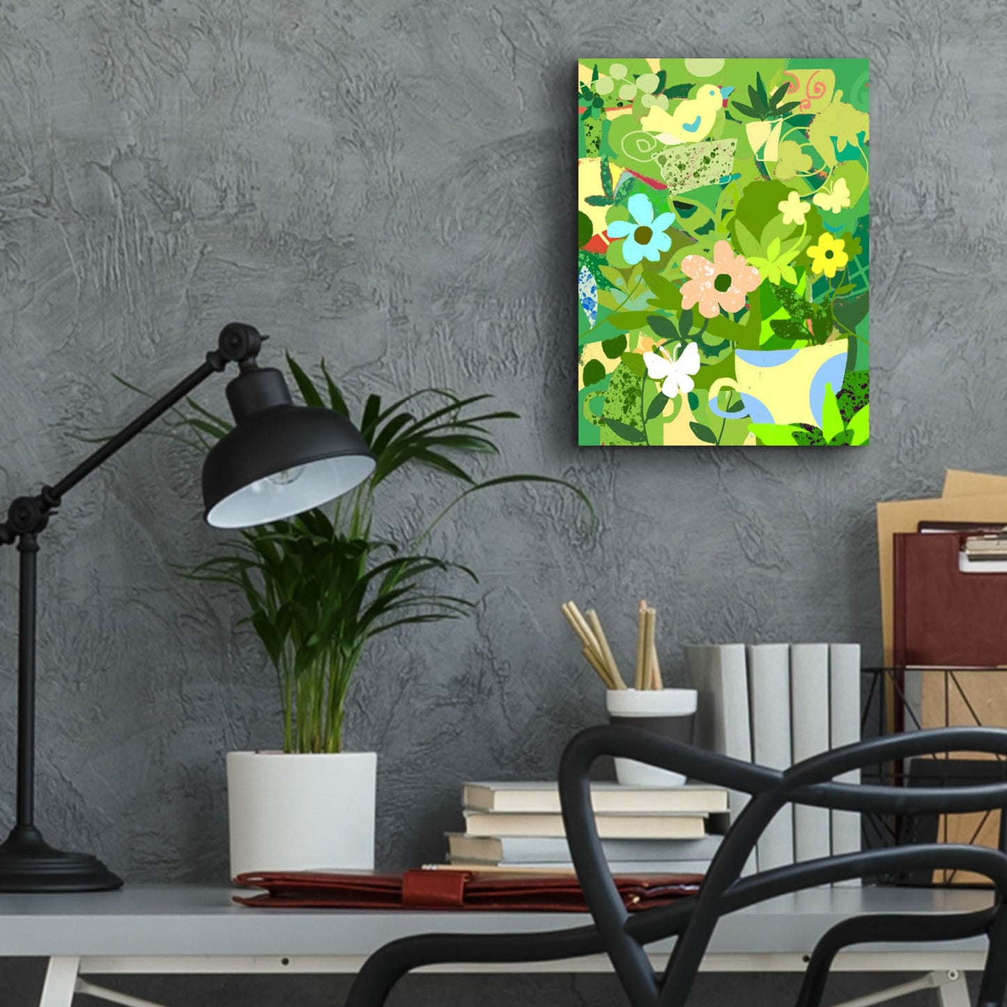 Epic Art 'Garden Delight With Teacup' by Holly McGee, Acrylic Glass Wall Art,12x16