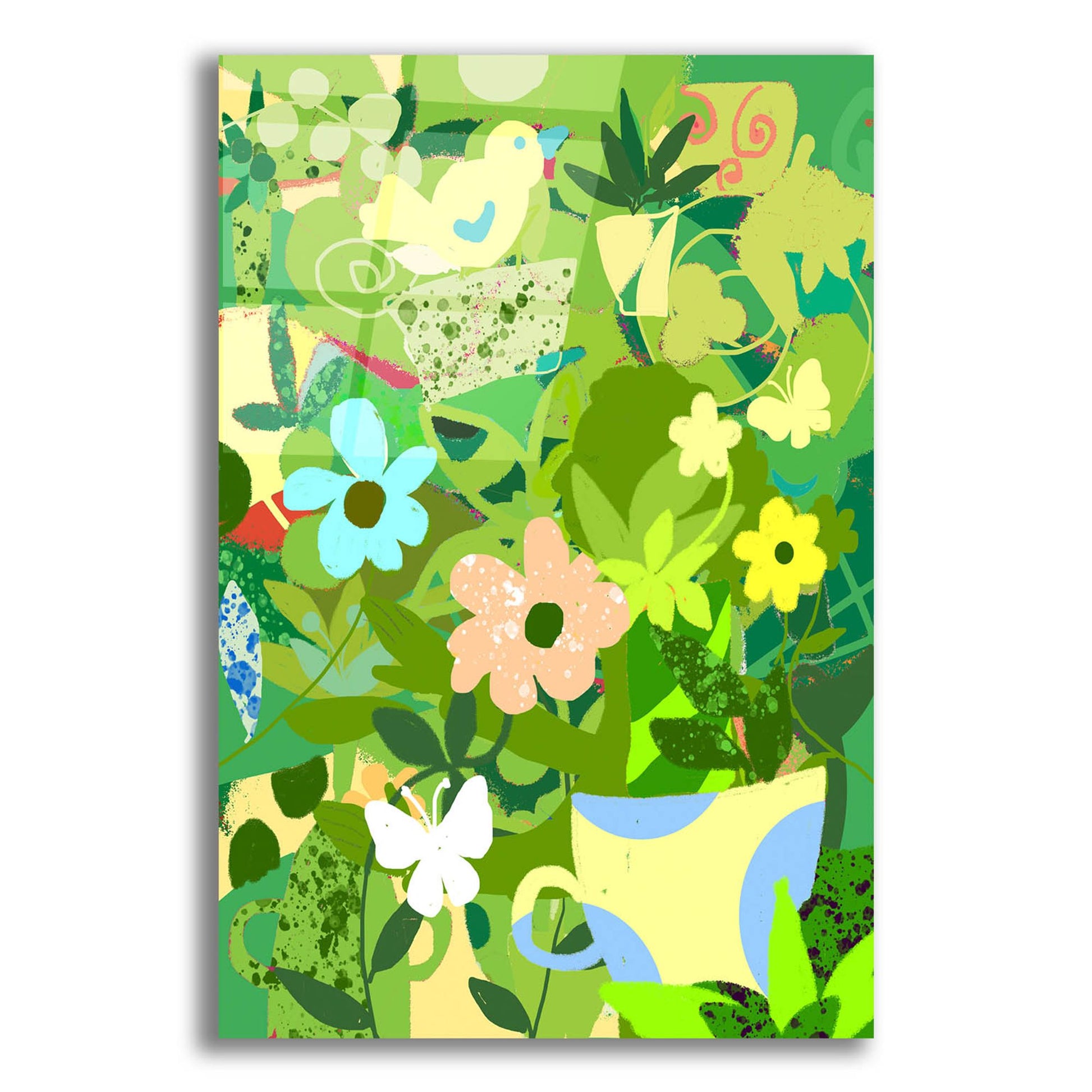 Epic Art 'Garden Delight With Teacup' by Holly McGee, Acrylic Glass Wall Art,12x16