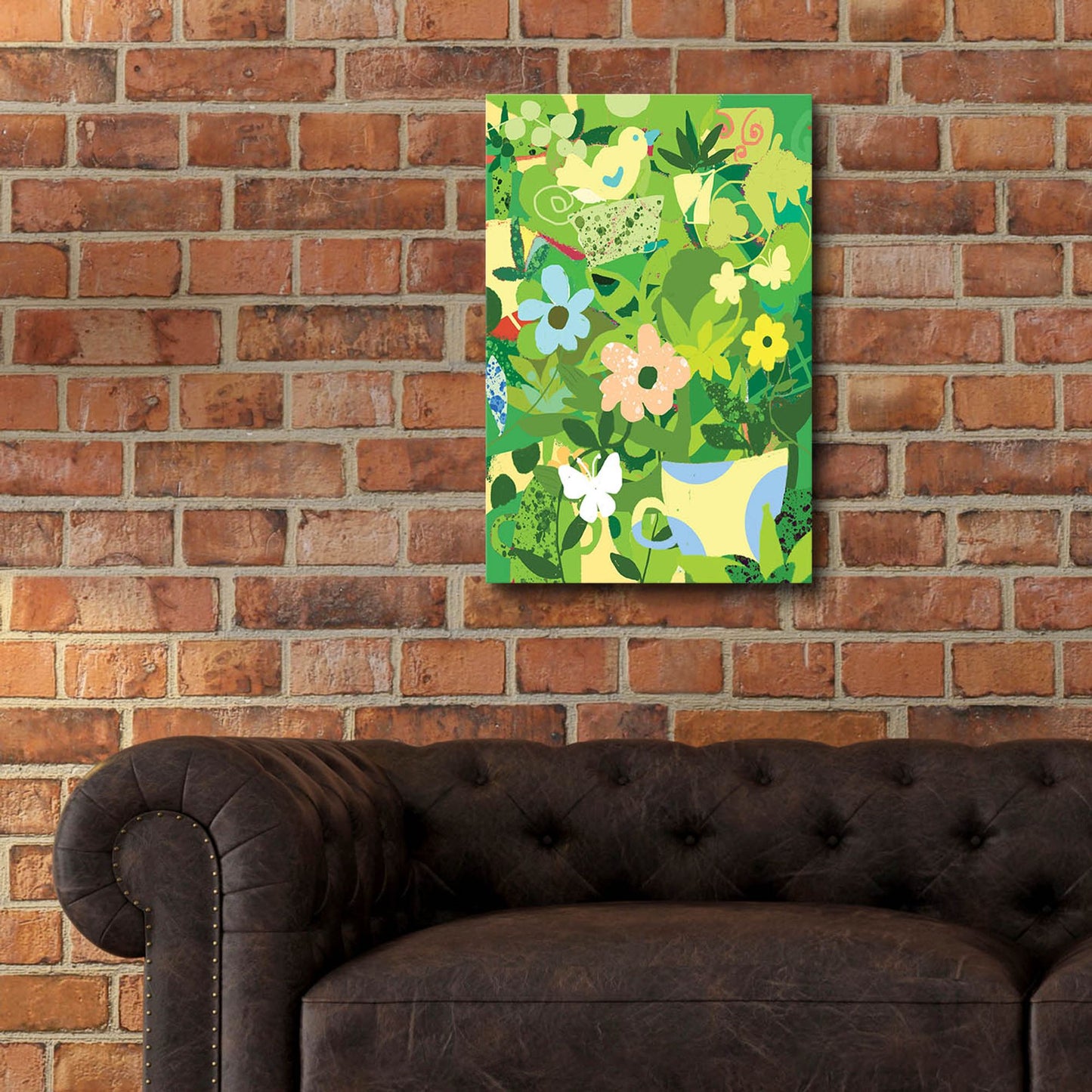 Epic Art 'Garden Delight With Teacup' by Holly McGee, Acrylic Glass Wall Art,16x24