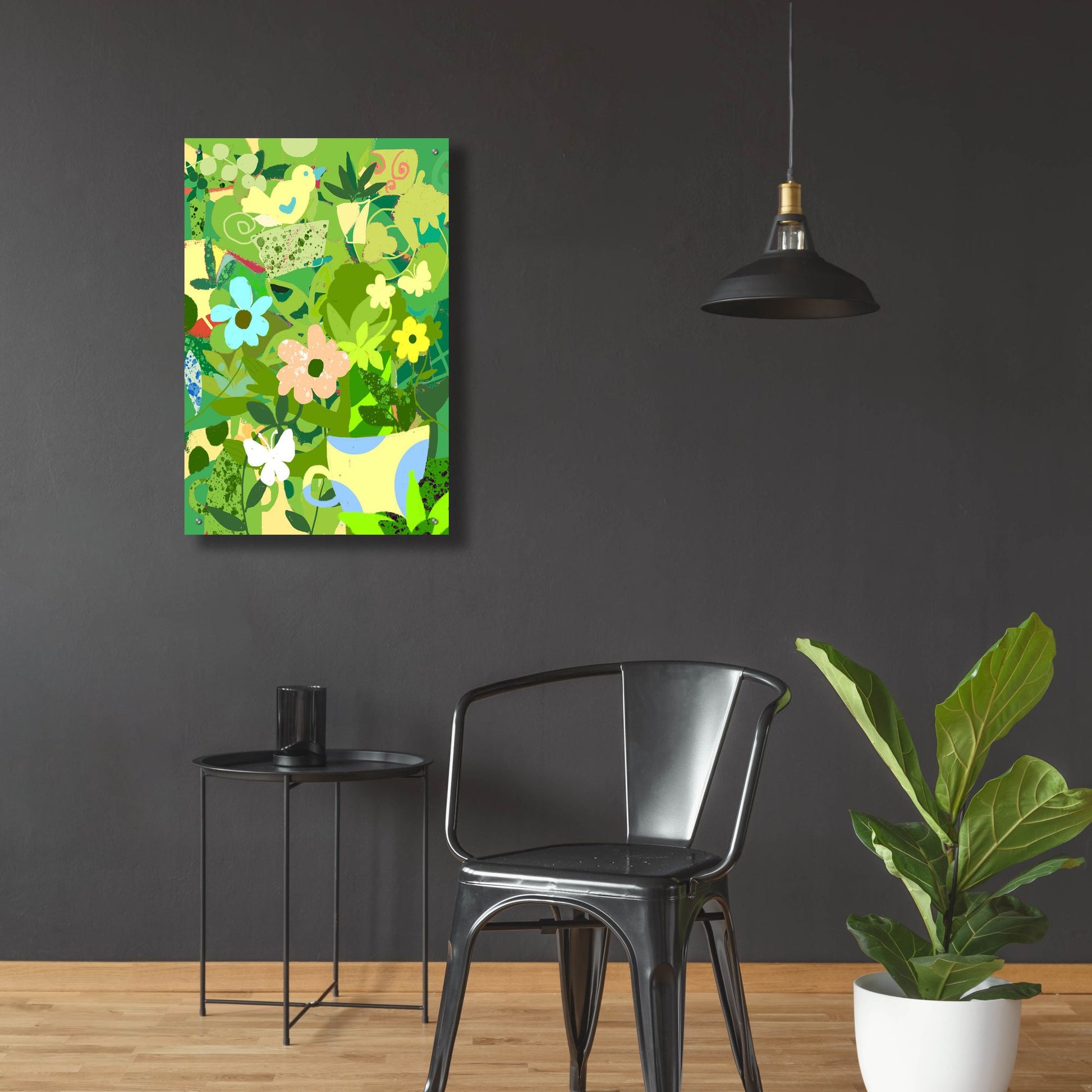 Epic Art 'Garden Delight With Teacup' by Holly McGee, Acrylic Glass Wall Art,24x36