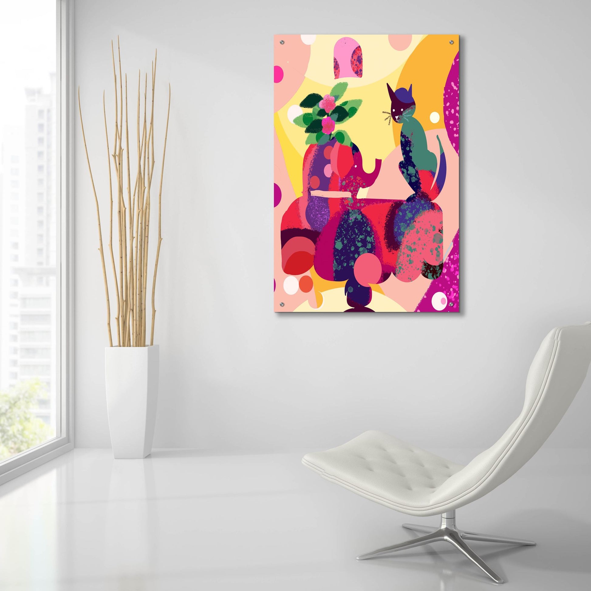 Epic Art 'Still Life With Cat And Elephant' by Holly McGee, Acrylic Glass Wall Art,24x36