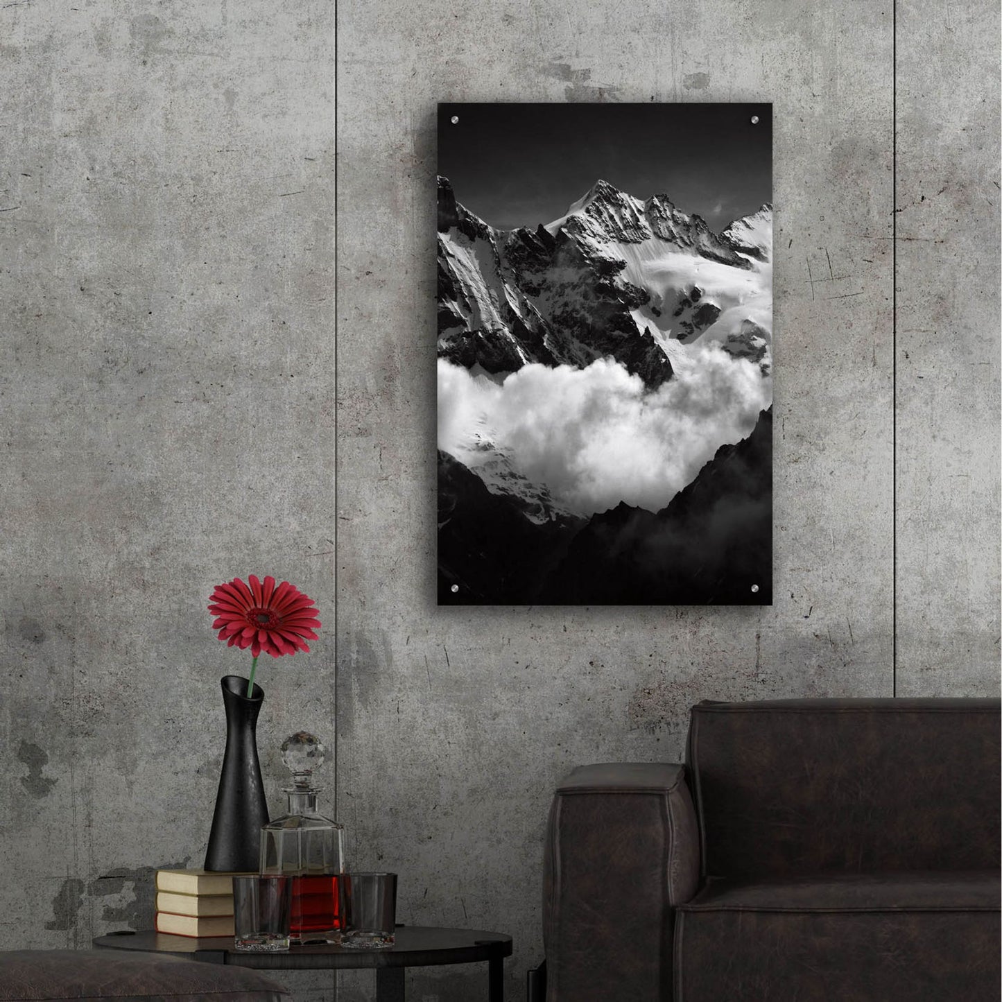 Epic Art 'Mountains BW' by Istvan Nagy, Acrylic Glass Wall Art,24x36