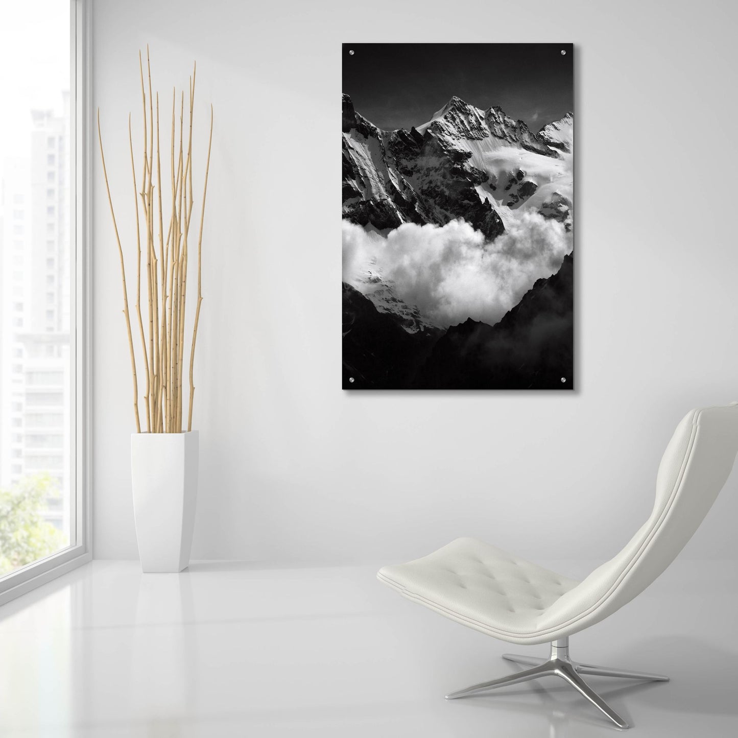 Epic Art 'Mountains BW' by Istvan Nagy, Acrylic Glass Wall Art,24x36