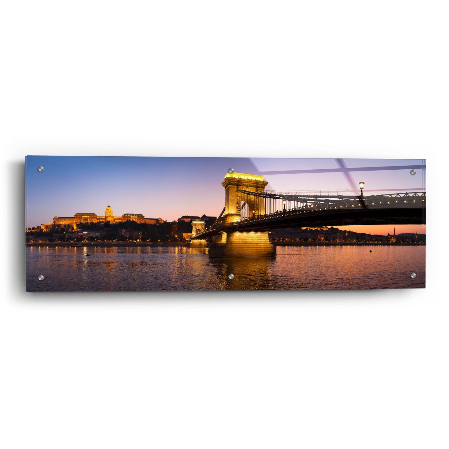 Epic Art 'Panorama Budapest Chain Bridge' by Istvan Nagy, Acrylic Glass Wall Art,36x12