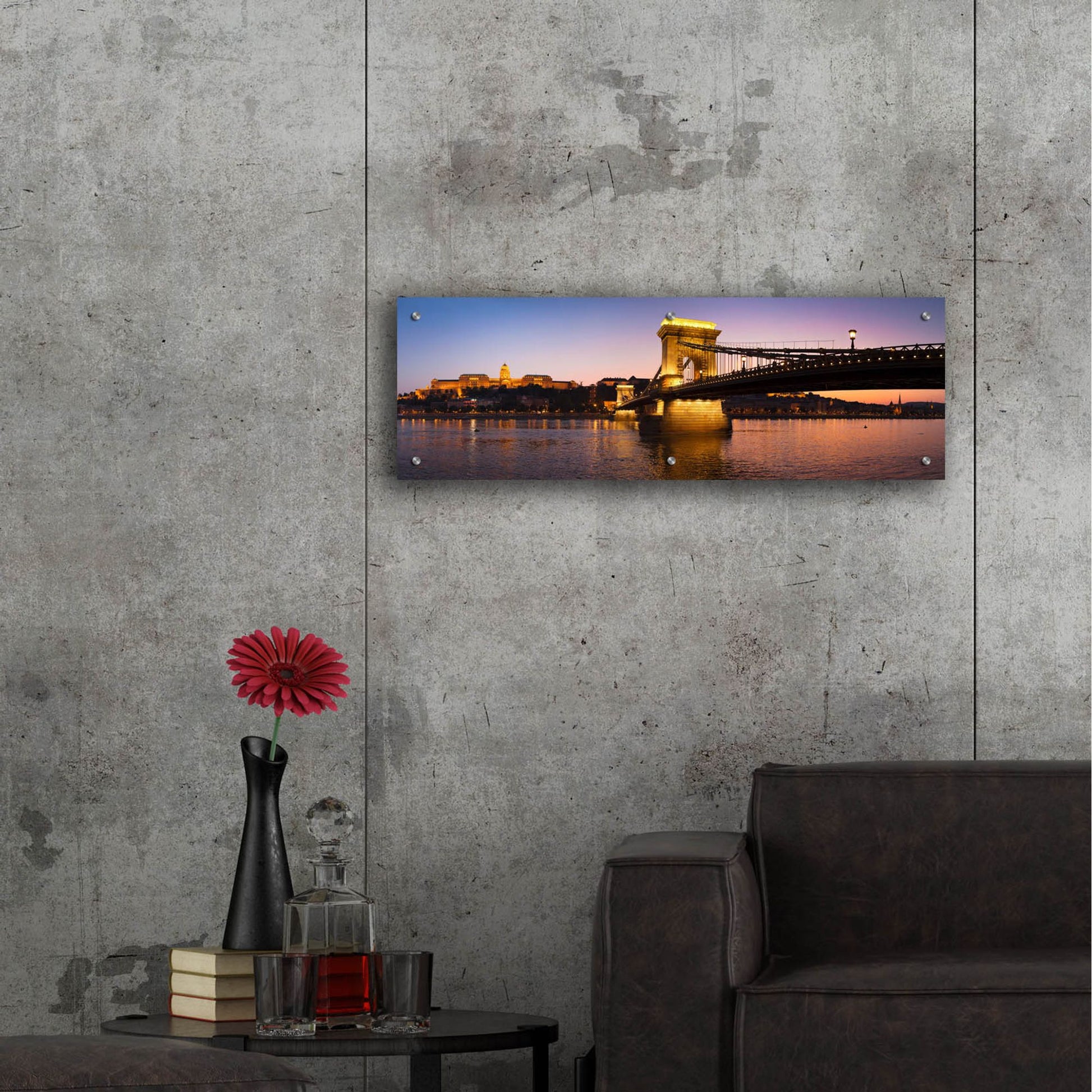 Epic Art 'Panorama Budapest Chain Bridge' by Istvan Nagy, Acrylic Glass Wall Art,36x12