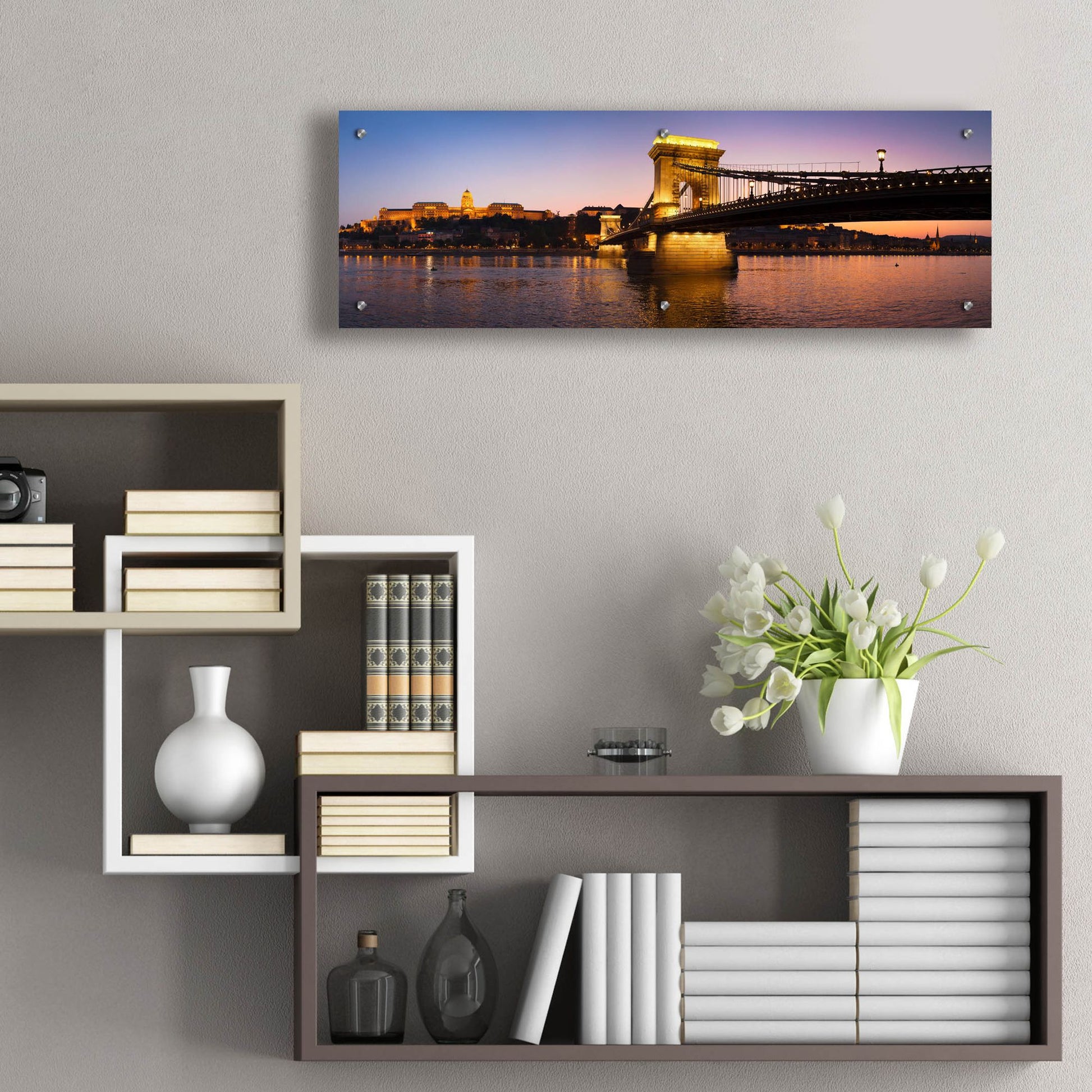 Epic Art 'Panorama Budapest Chain Bridge' by Istvan Nagy, Acrylic Glass Wall Art,36x12