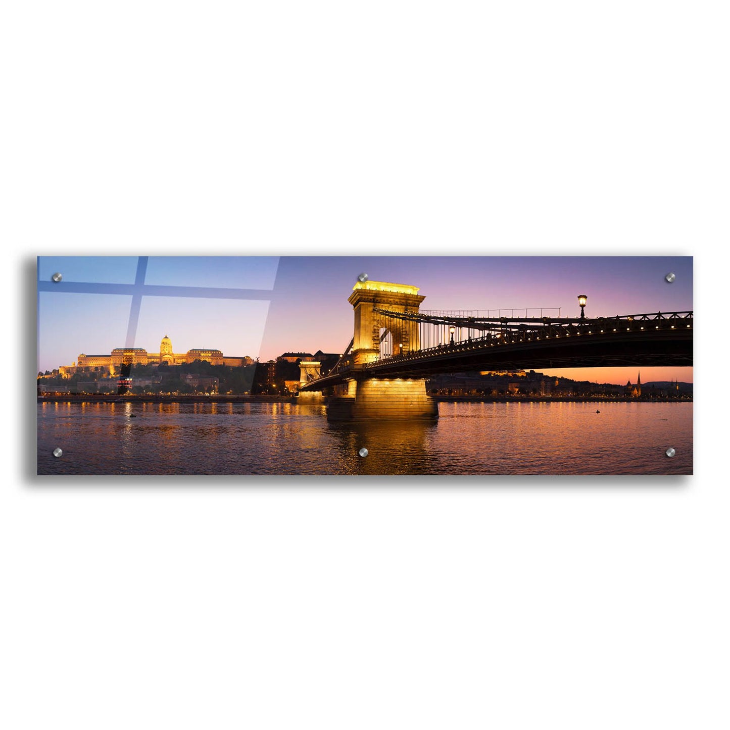 Epic Art 'Panorama Budapest Chain Bridge' by Istvan Nagy, Acrylic Glass Wall Art,36x12