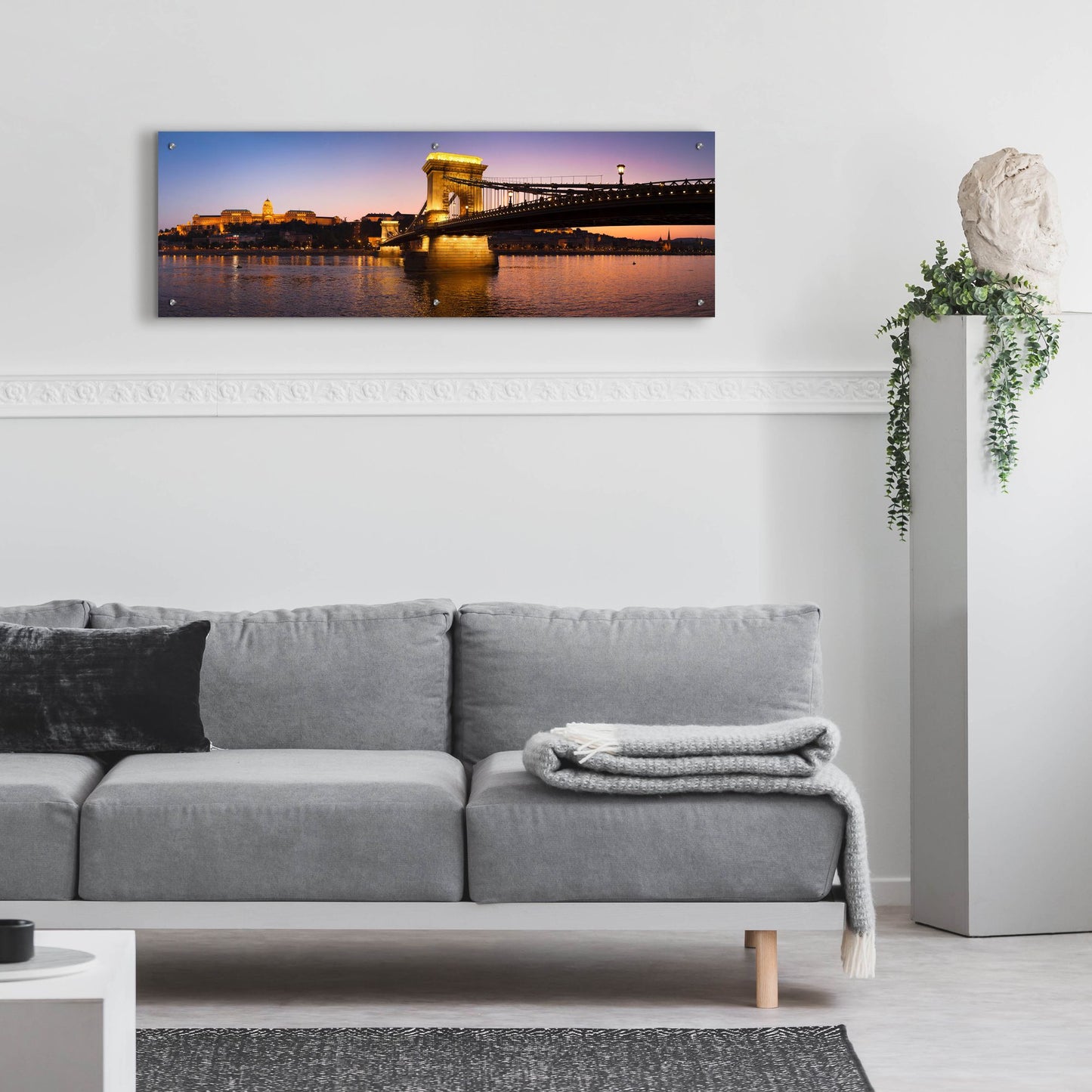 Epic Art 'Panorama Budapest Chain Bridge' by Istvan Nagy, Acrylic Glass Wall Art,48x16