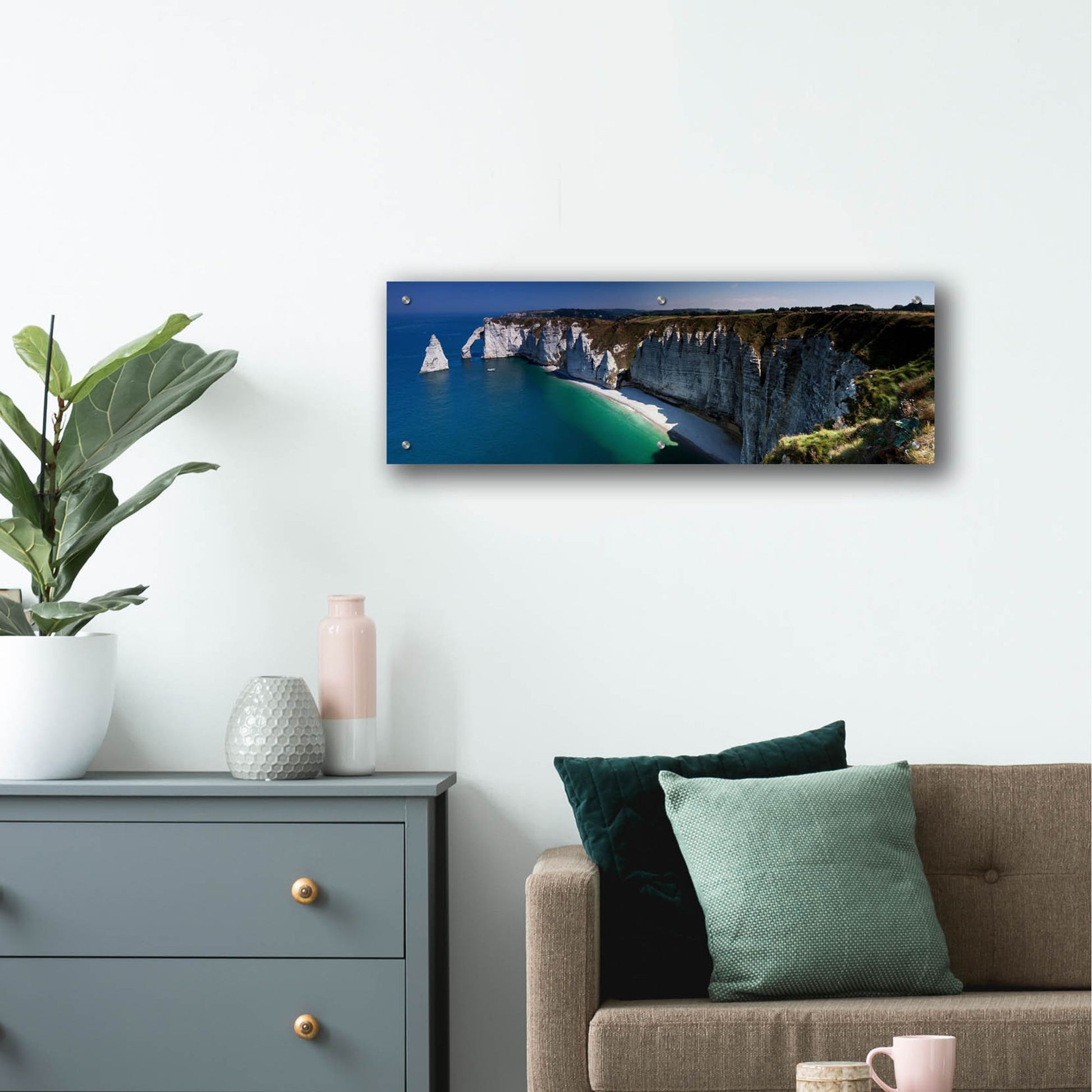 Epic Art 'Panorama Etretat' by Istvan Nagy, Acrylic Glass Wall Art,36x12