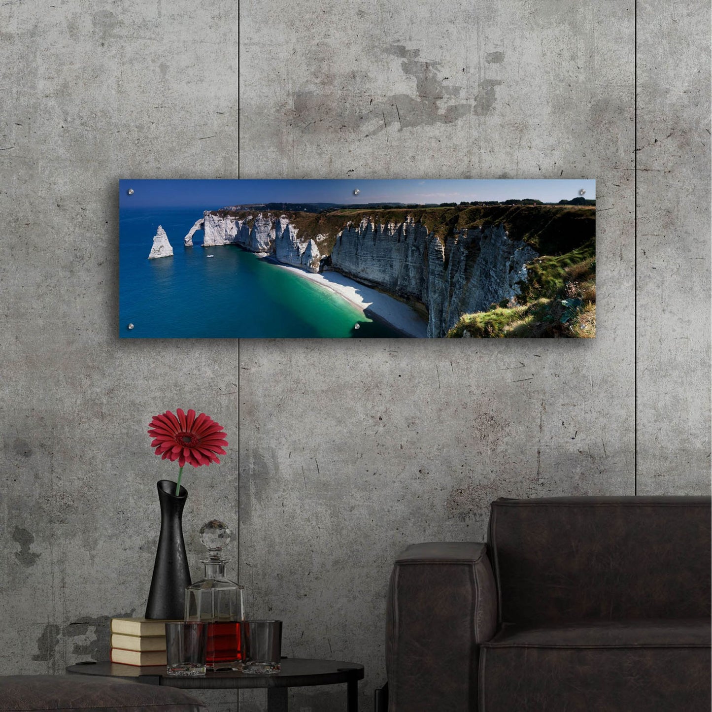 Epic Art 'Panorama Etretat' by Istvan Nagy, Acrylic Glass Wall Art,48x16