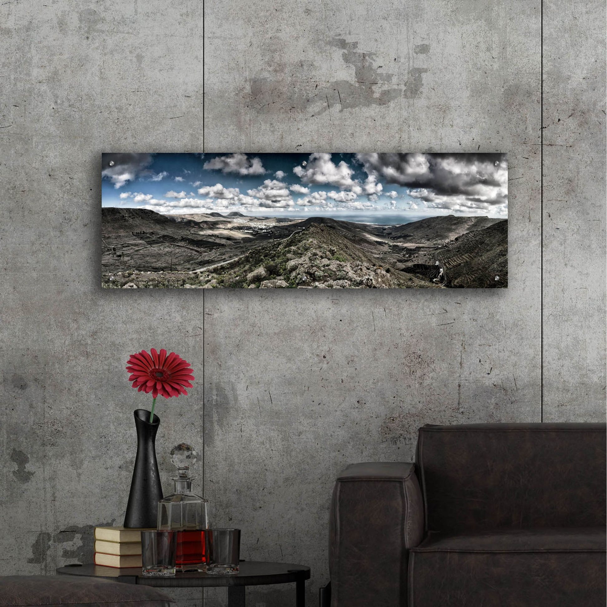 Epic Art 'Panorama Lanzarote' by Istvan Nagy, Acrylic Glass Wall Art,48x16