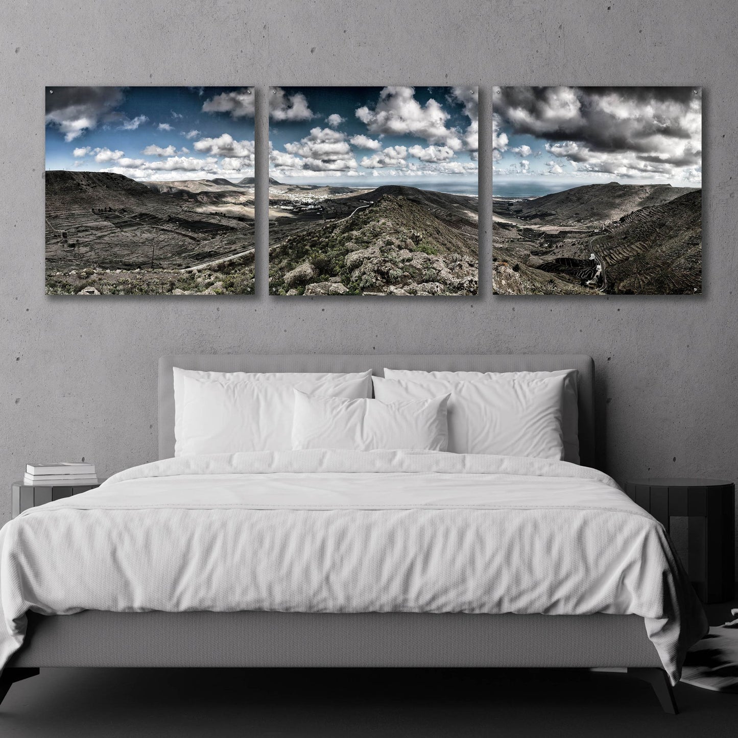 Epic Art 'Panorama Lanzarote' by Istvan Nagy, Acrylic Glass Wall Art, 3 Piece Set,108x36