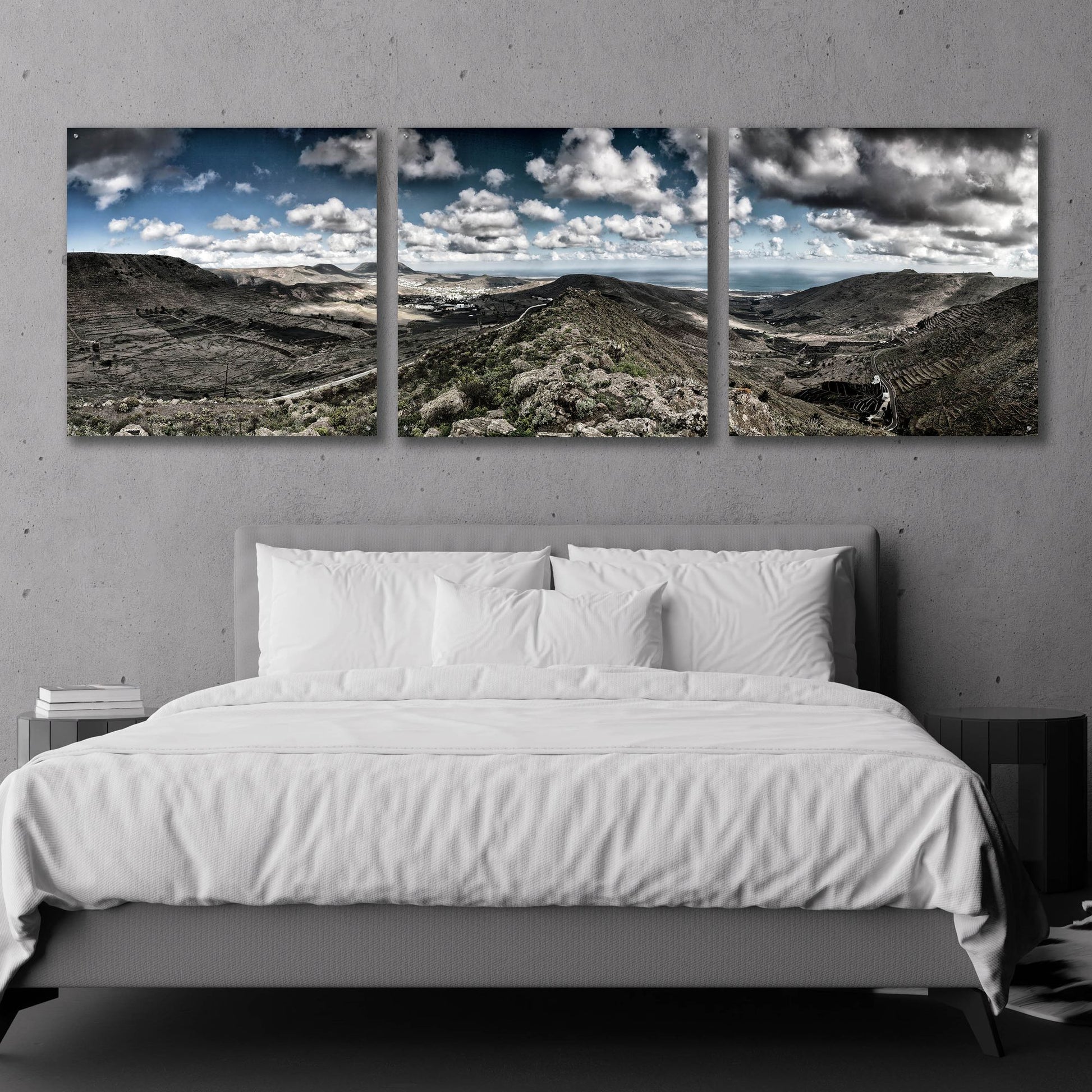 Epic Art 'Panorama Lanzarote' by Istvan Nagy, Acrylic Glass Wall Art, 3 Piece Set,108x36