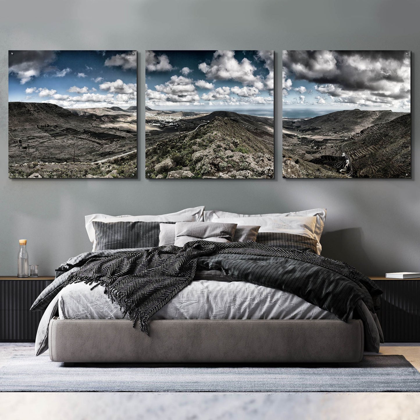 Epic Art 'Panorama Lanzarote' by Istvan Nagy, Acrylic Glass Wall Art, 3 Piece Set,108x36