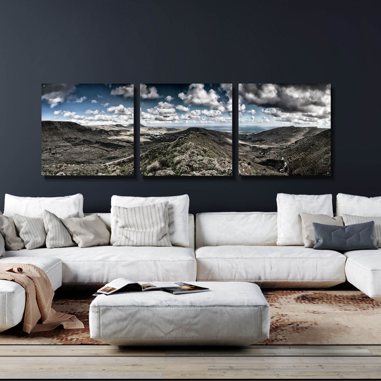 Epic Art 'Panorama Lanzarote' by Istvan Nagy, Acrylic Glass Wall Art, 3 Piece Set,108x36