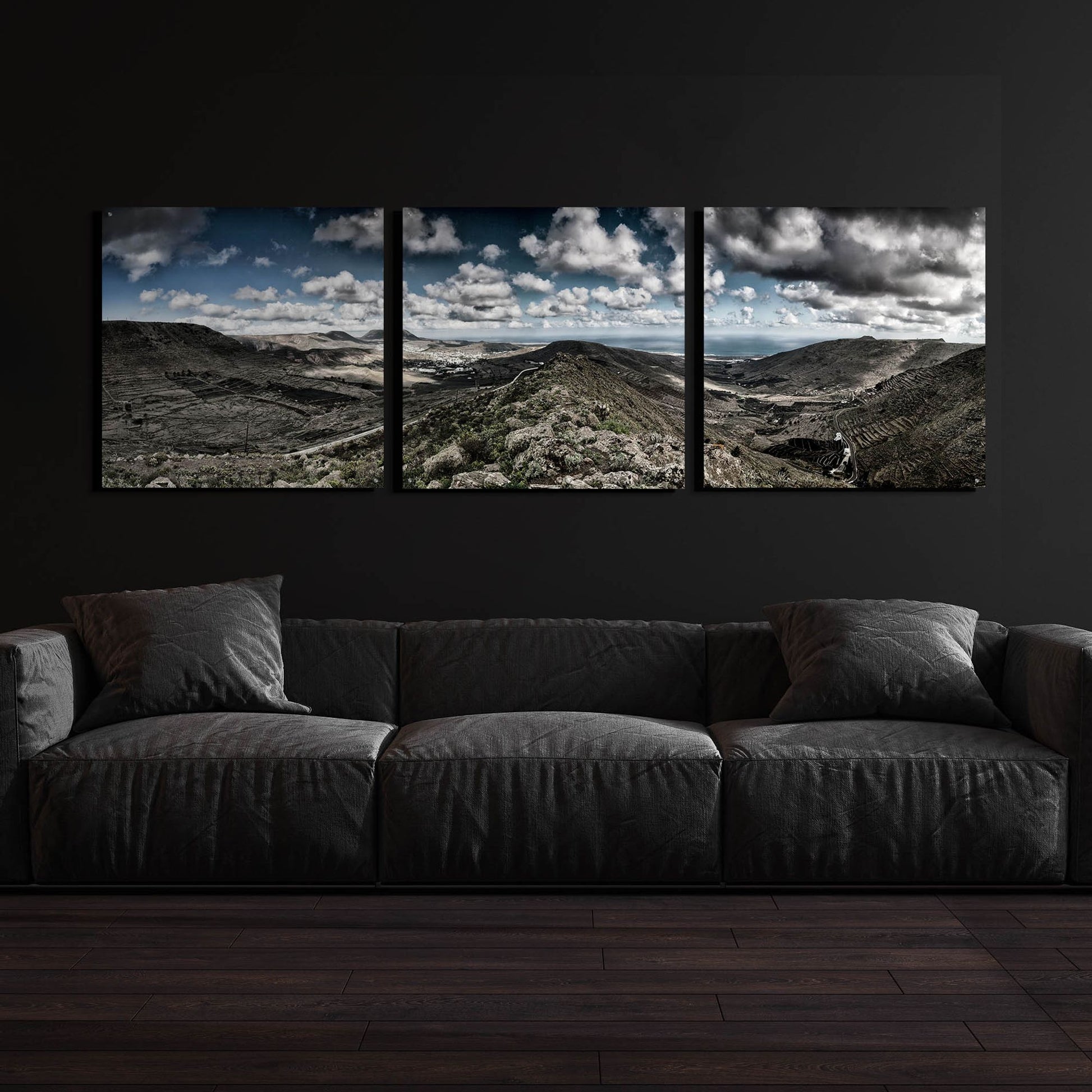 Epic Art 'Panorama Lanzarote' by Istvan Nagy, Acrylic Glass Wall Art, 3 Piece Set,108x36