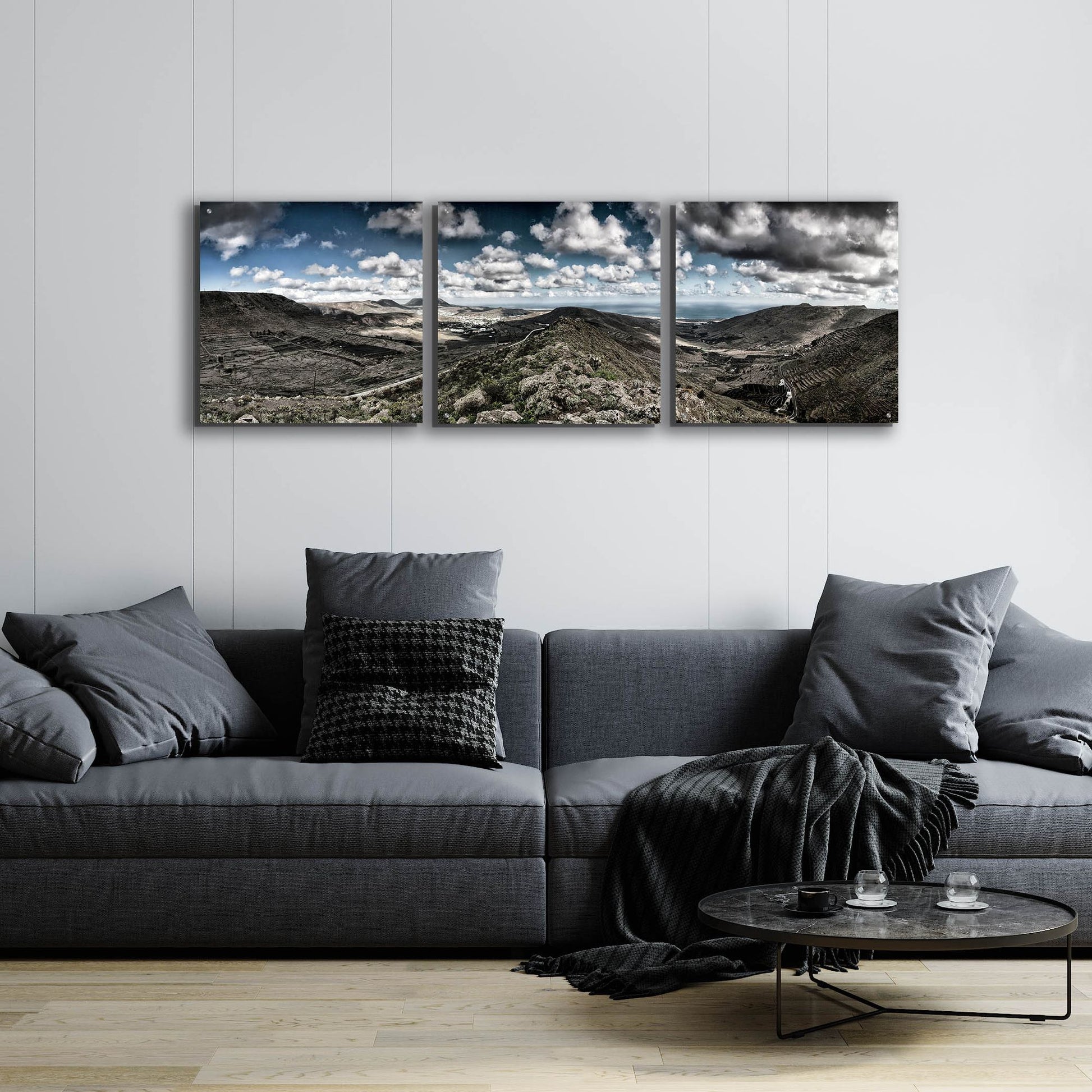 Epic Art 'Panorama Lanzarote' by Istvan Nagy, Acrylic Glass Wall Art, 3 Piece Set,72x24