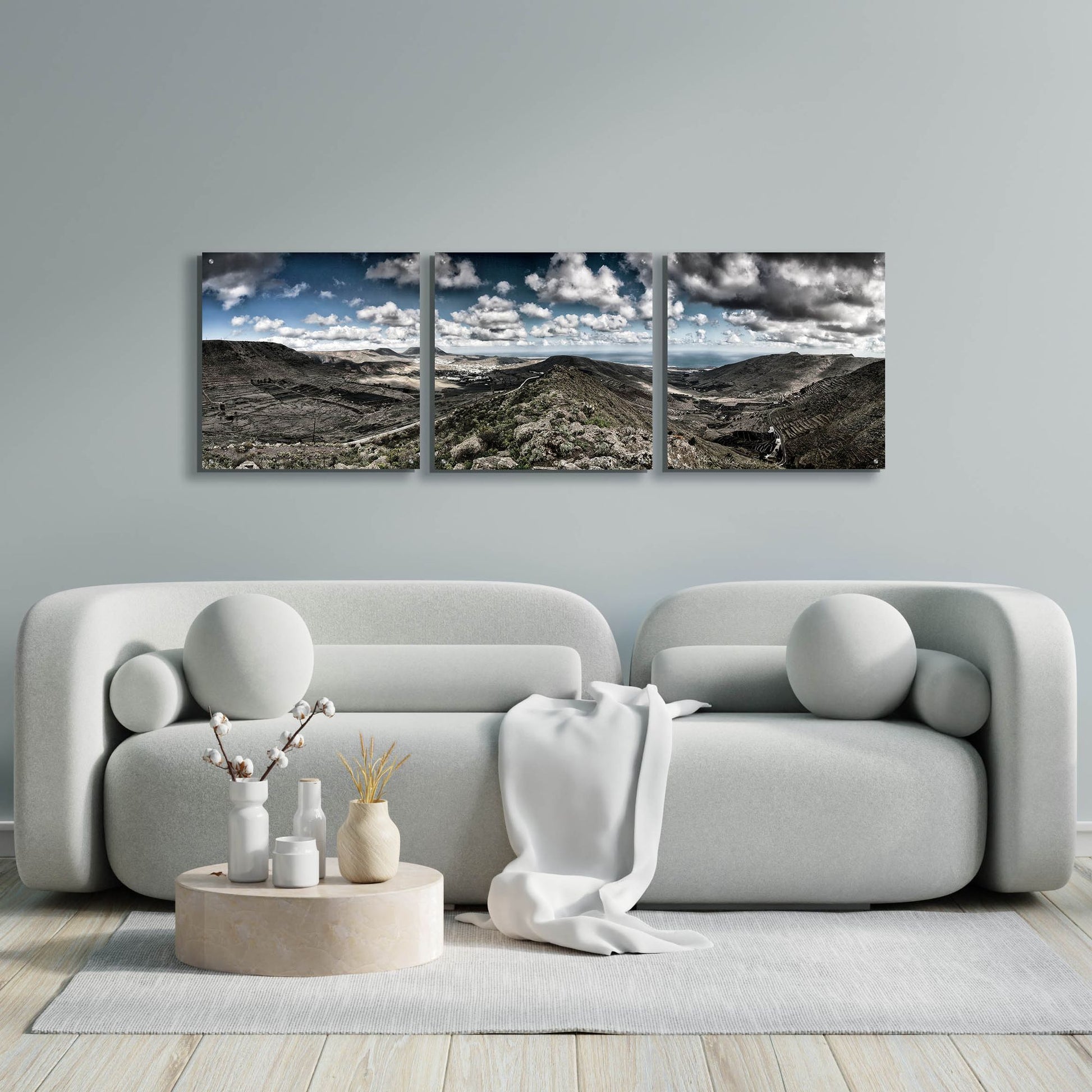 Epic Art 'Panorama Lanzarote' by Istvan Nagy, Acrylic Glass Wall Art, 3 Piece Set,72x24